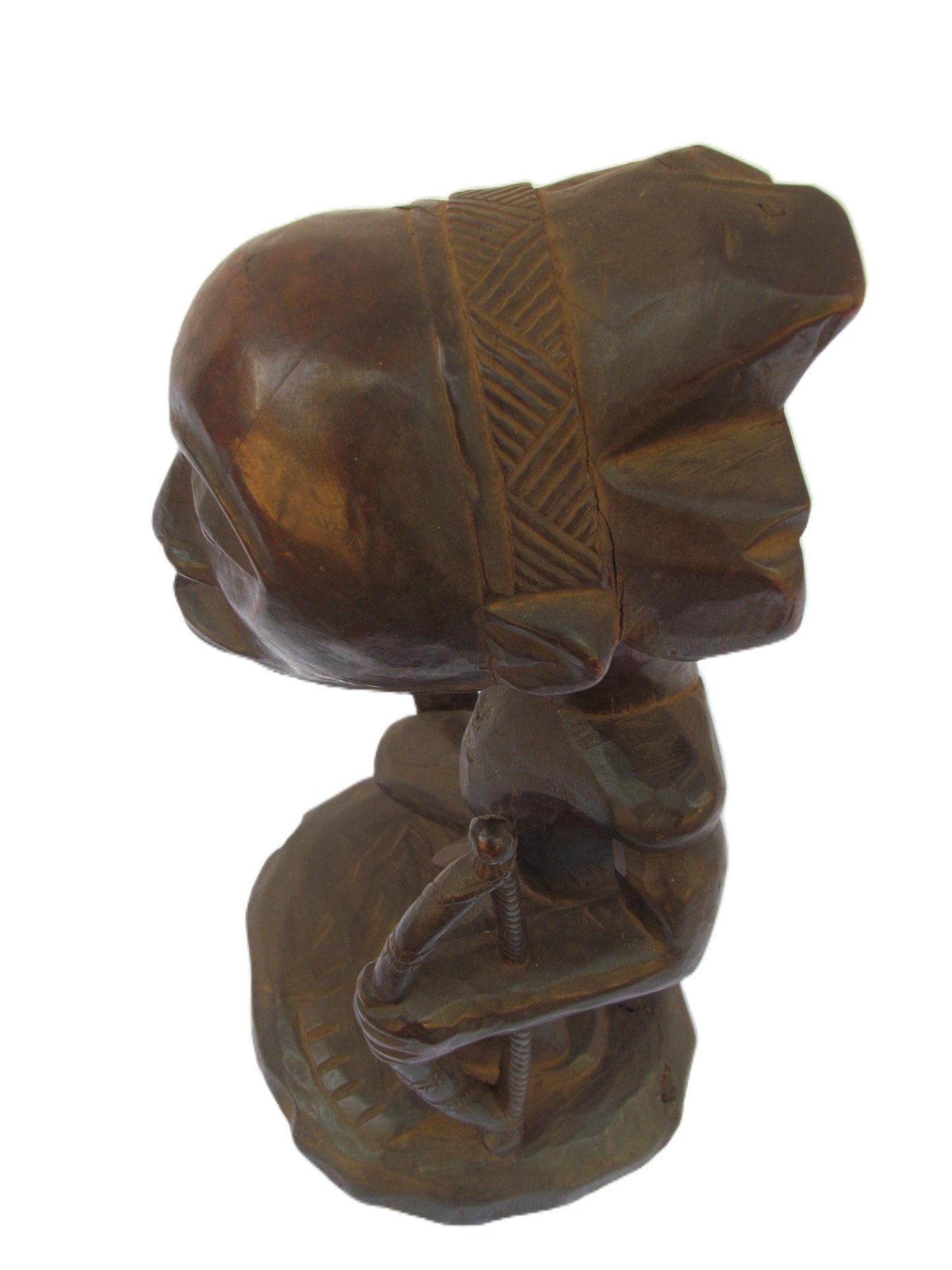Luba Security Statue | Hand-Carved Wood Guardian Pair | Congo Protective Ritual Art