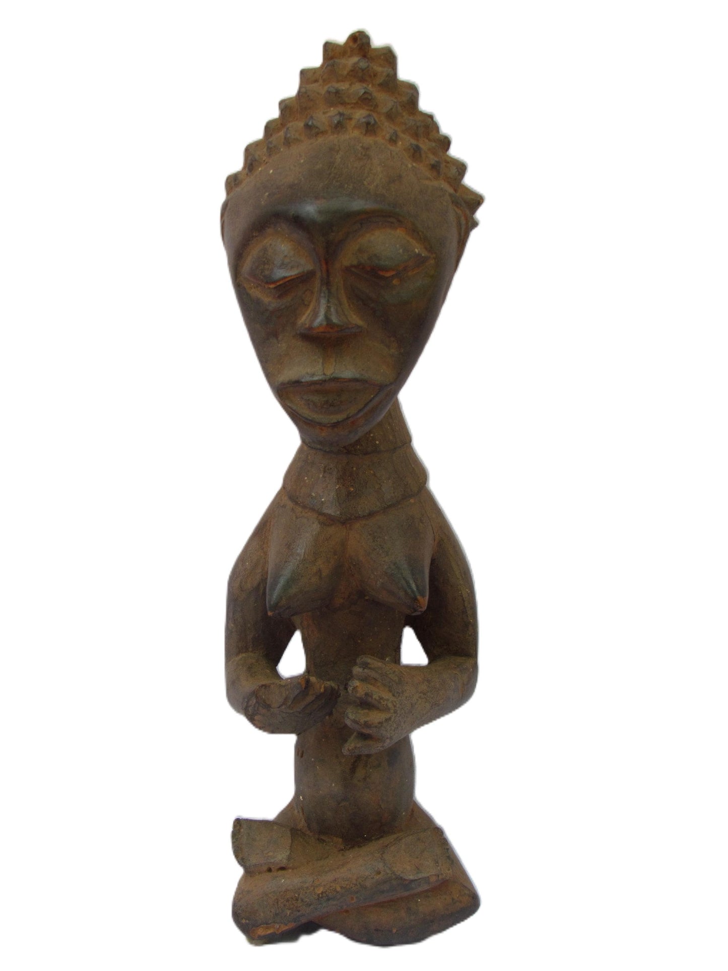 Luba Sitting Figure | Hand-Carved Wood Female Statue | Congo Ancestral Grace Art