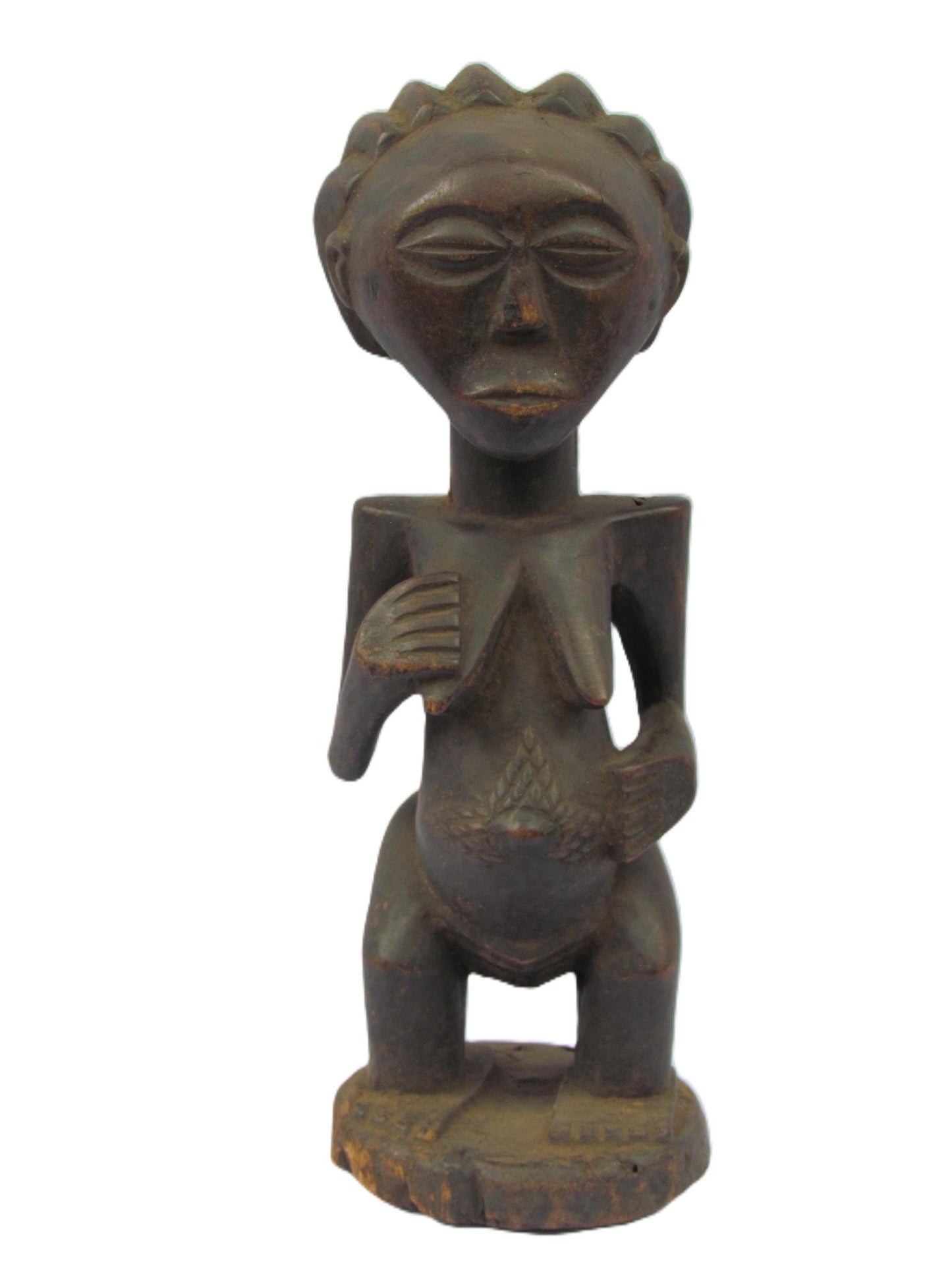 Vintage Luba Female Figure – 20" Congo Wood Statue – African Motherhood Art