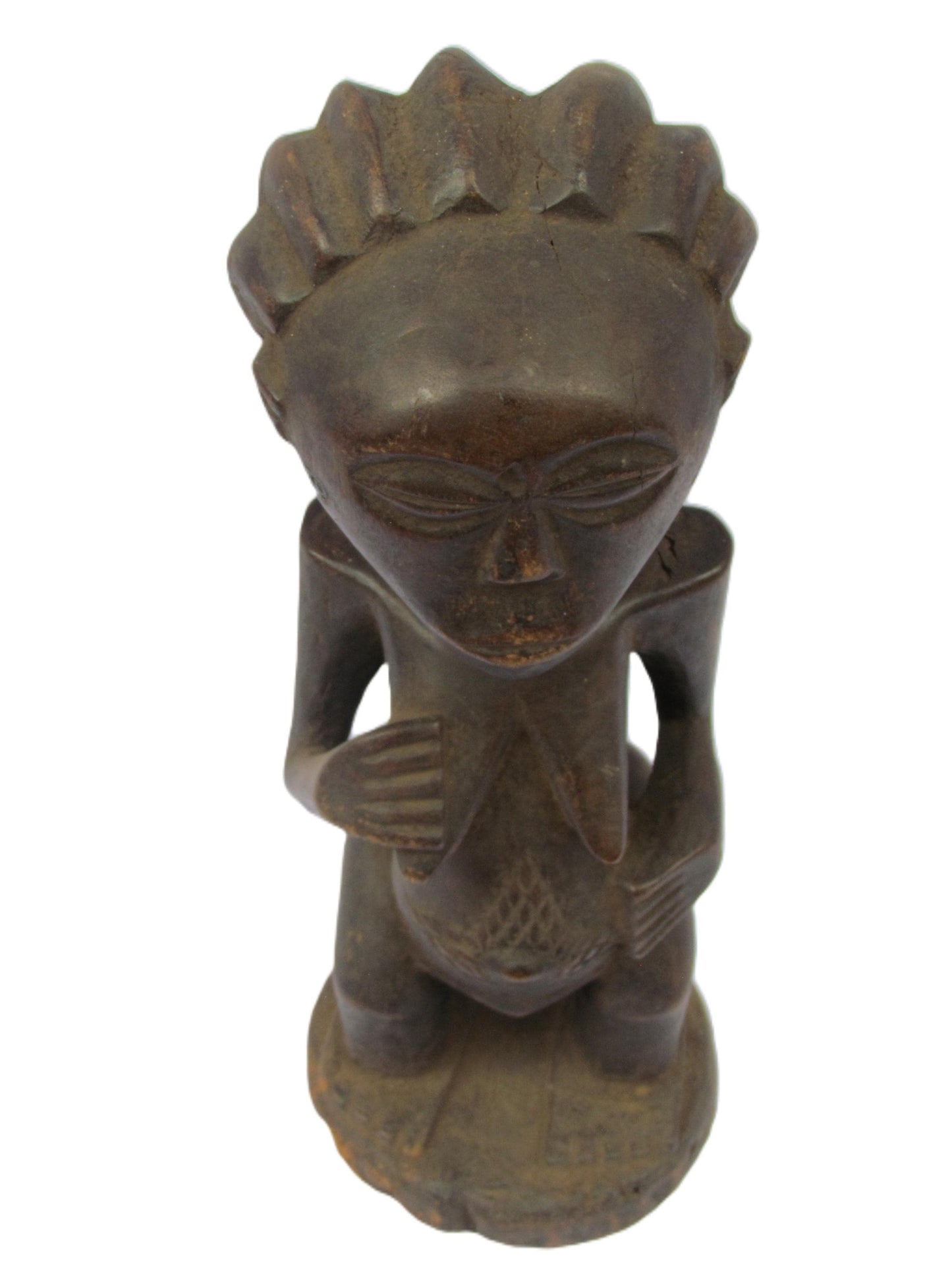 Vintage Luba Female Figure – 20" Congo Wood Statue – African Motherhood Art
