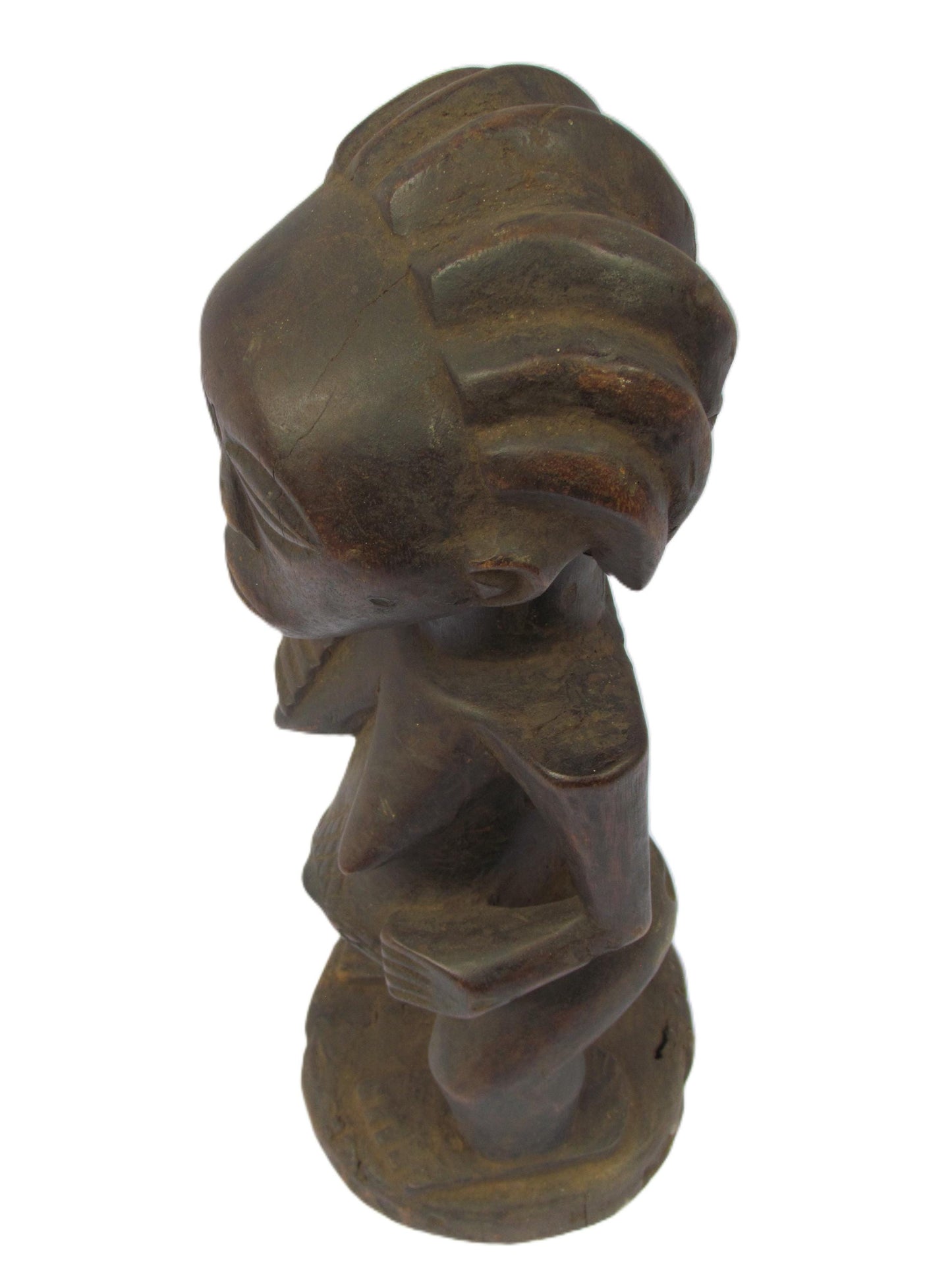 Vintage Luba Female Figure – 20" Congo Wood Statue – African Motherhood Art