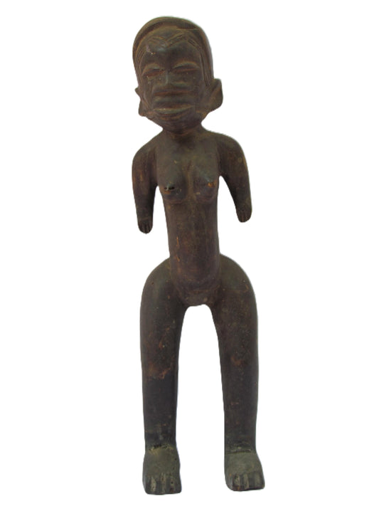 Antique Makonde Statue – 18" Hand-Carved Wood Sculpture – Tanzanian Mother Art