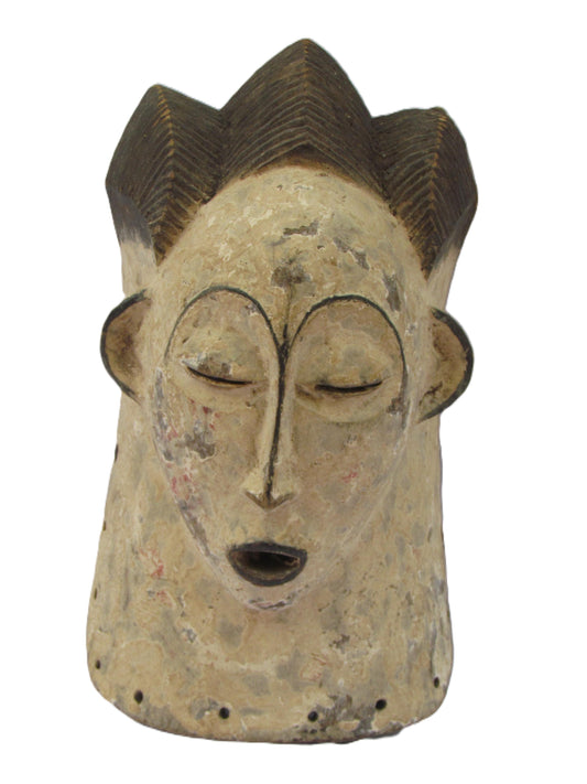 Luba Magdalena Mask – 15" Hand-Carved Wood – Congo DRC African Tribal Art