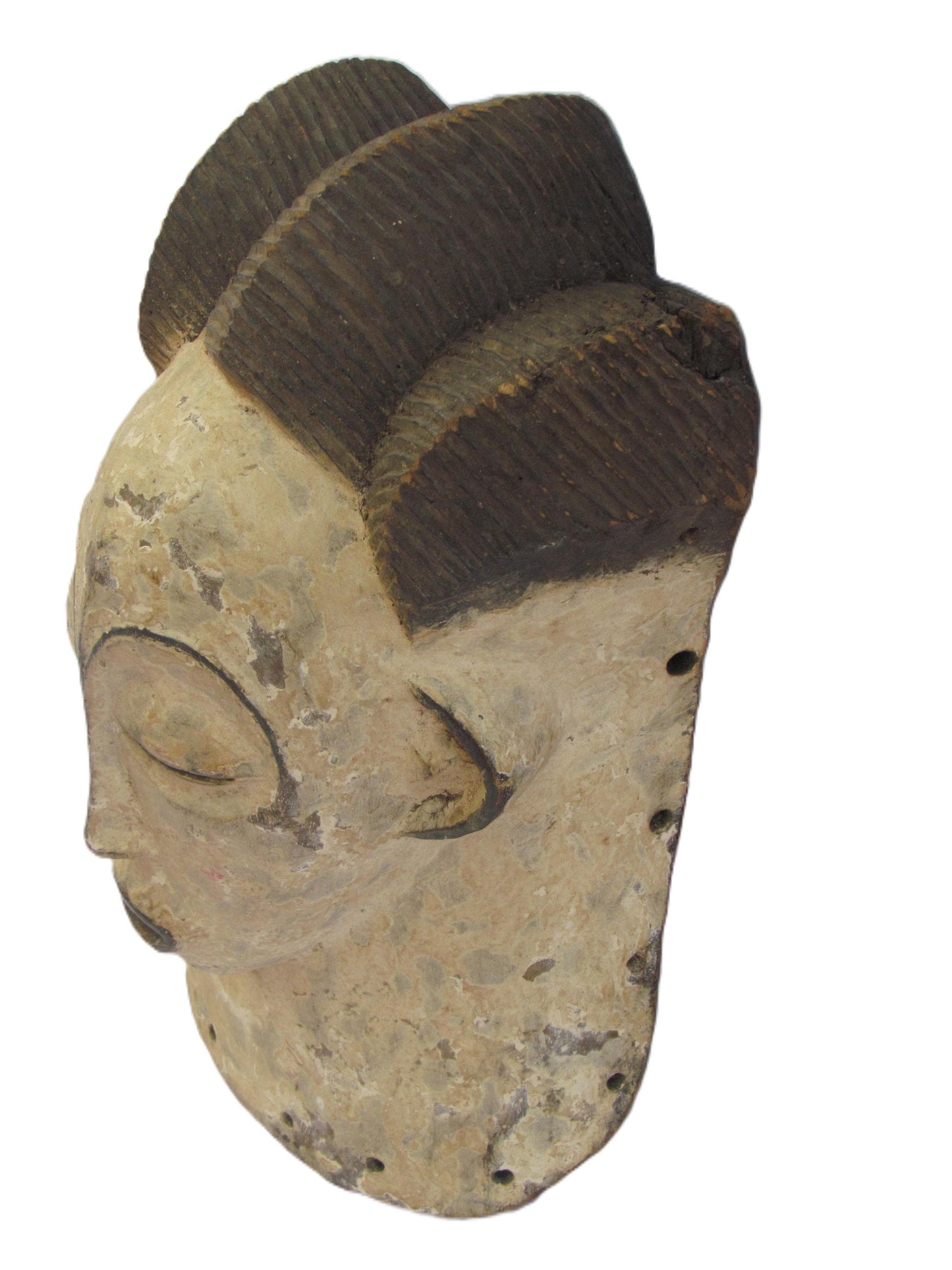 Luba Magdalena Mask – 15" Hand-Carved Wood – Congo DRC African Tribal Art