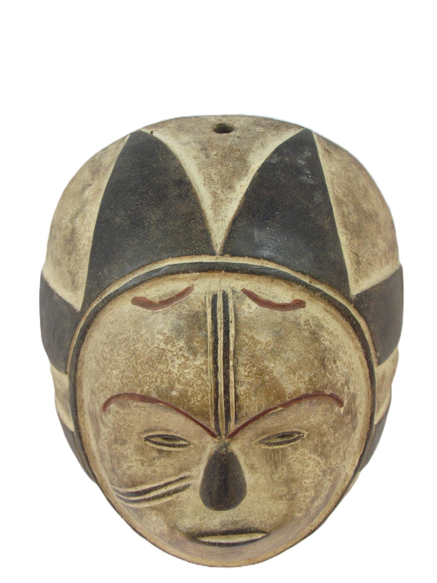 Punu White Face Mask | Hand-Carved Okuyi Wall Decor | Gabon Ancestral Spirit Art