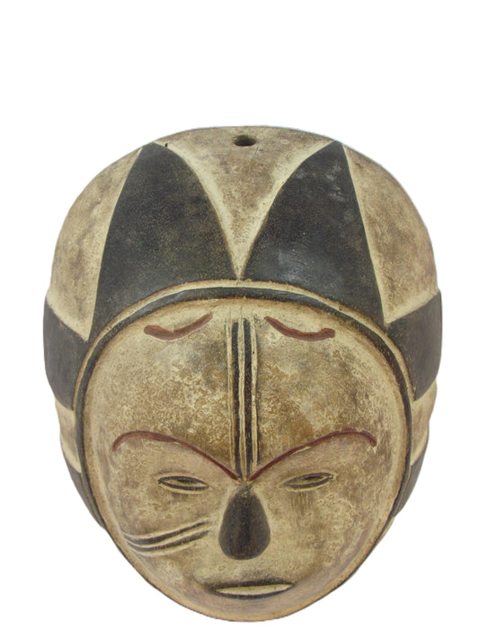 Punu White Face Mask | Hand-Carved Okuyi Wall Decor | Gabon Ancestral Spirit Art