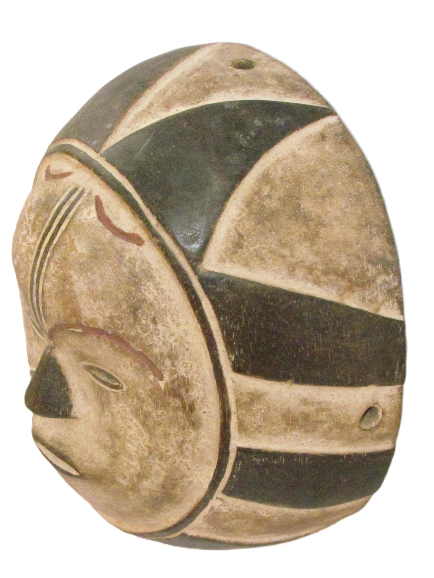 Punu White Face Mask | Hand-Carved Okuyi Wall Decor | Gabon Ancestral Spirit Art