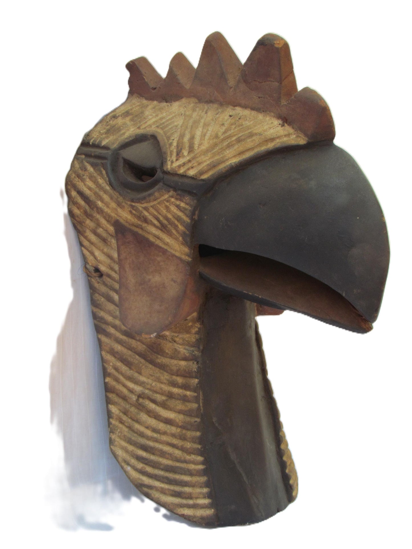 Luba Bird Mask | Authentic Congolese Tribal Art | Hand-Carved Wood Ritual Wall Hanging