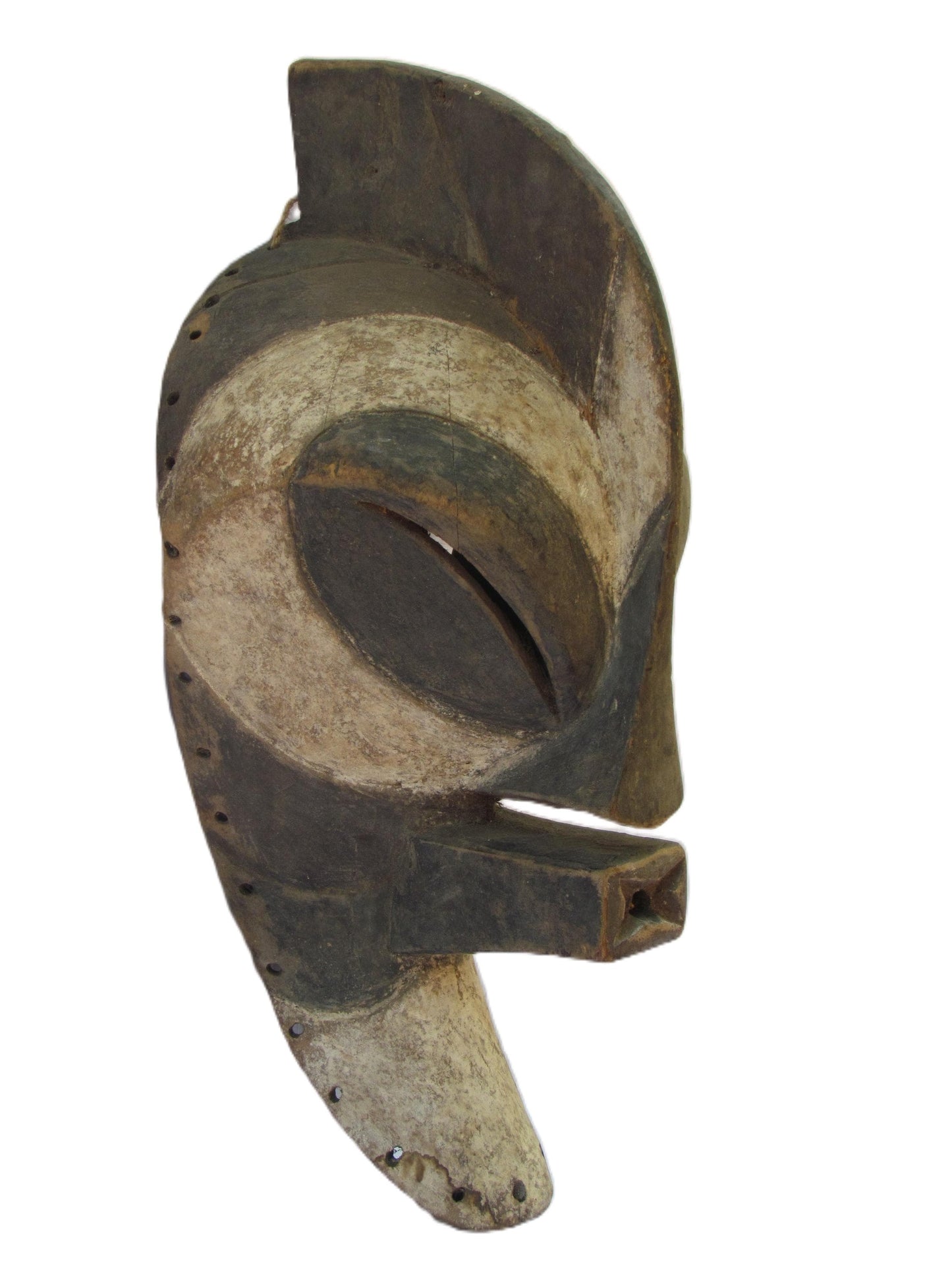 Songye Mask | Large Authentic Congolese Tribal Art | Hand-Carved Wood Ritual Wall Sculpture