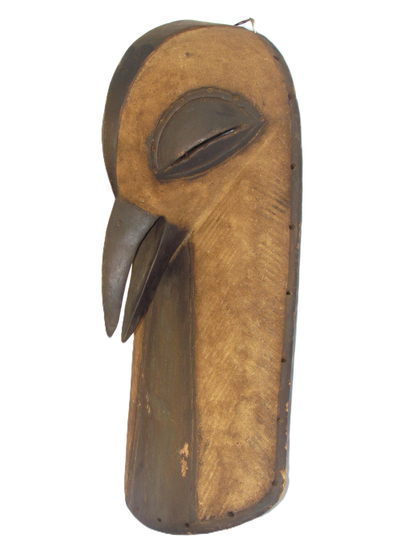 Kusu Bird Mask | Authentic Congolese Tribal Art | Hand-Carved Minimalist Ritual Plaque