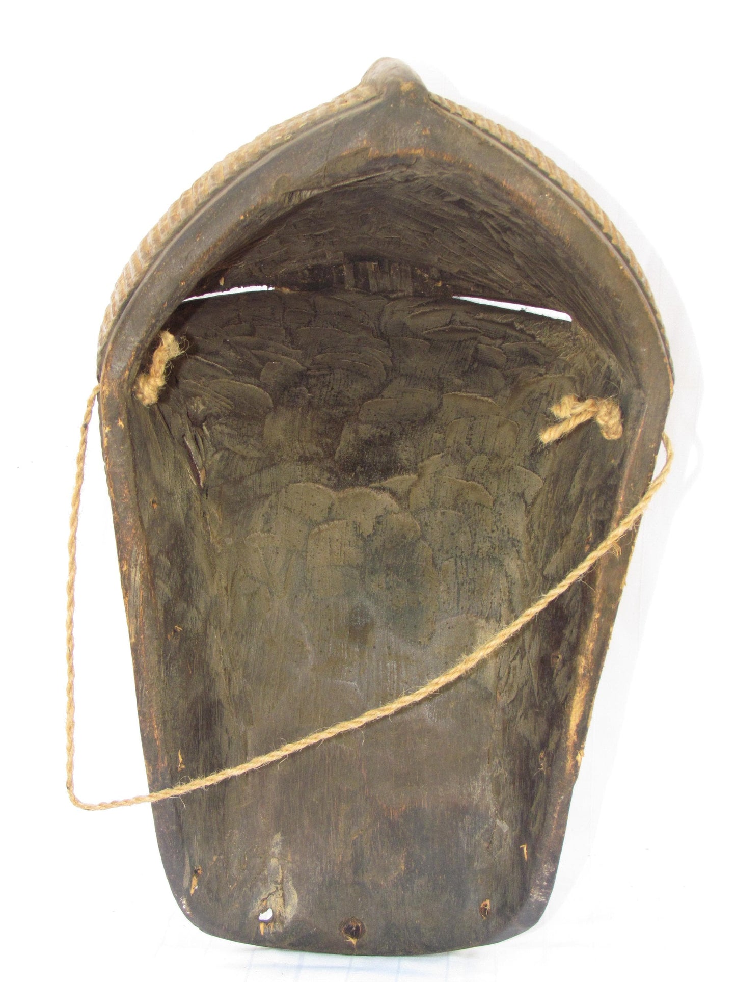 Songye Kifwebe Mask – 15" Congo Wood Wall Art – African Striated Spirit Mask