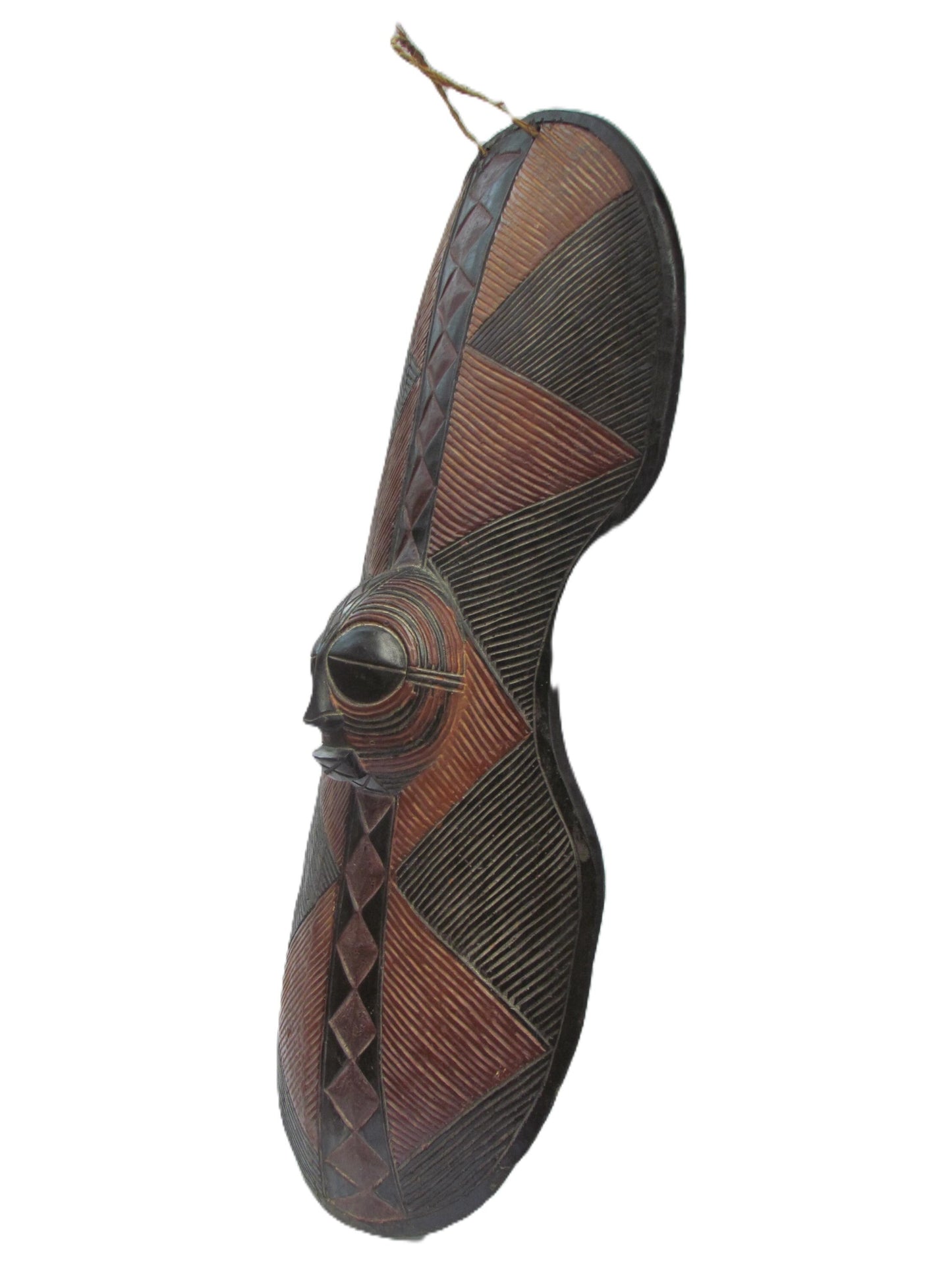 Luba War Shield Congo | African Tribal Wall Art | Geometric Wood Shield