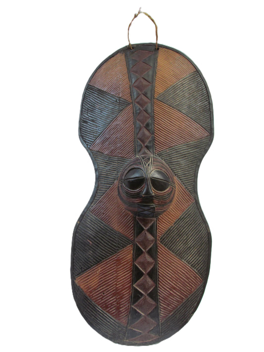 Luba War Shield Congo | African Tribal Wall Art | Geometric Wood Shield