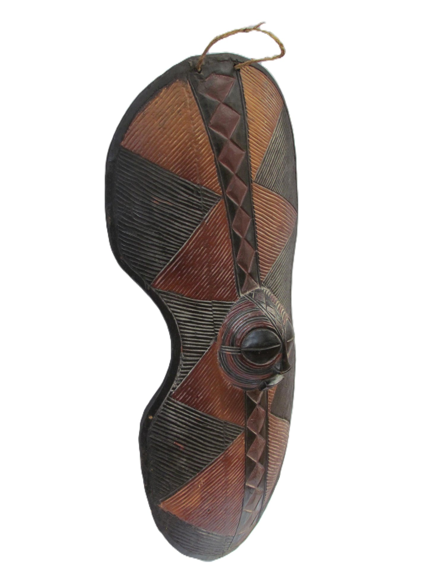 Luba War Shield Congo | African Tribal Wall Art | Geometric Wood Shield