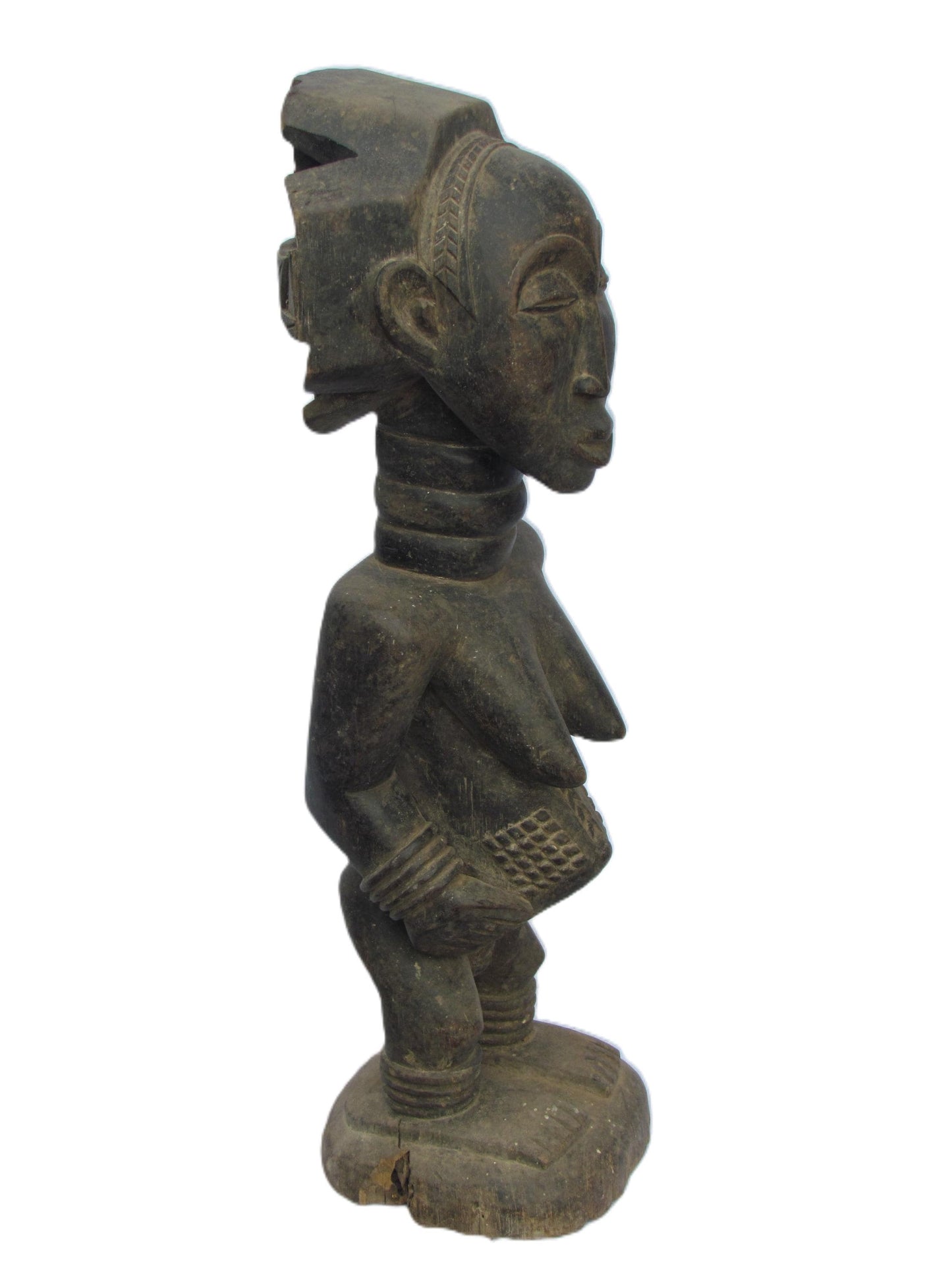 Luba Court Figure | Hand-Carved Wood Female Statue | Congo Ancestral Royalty Art