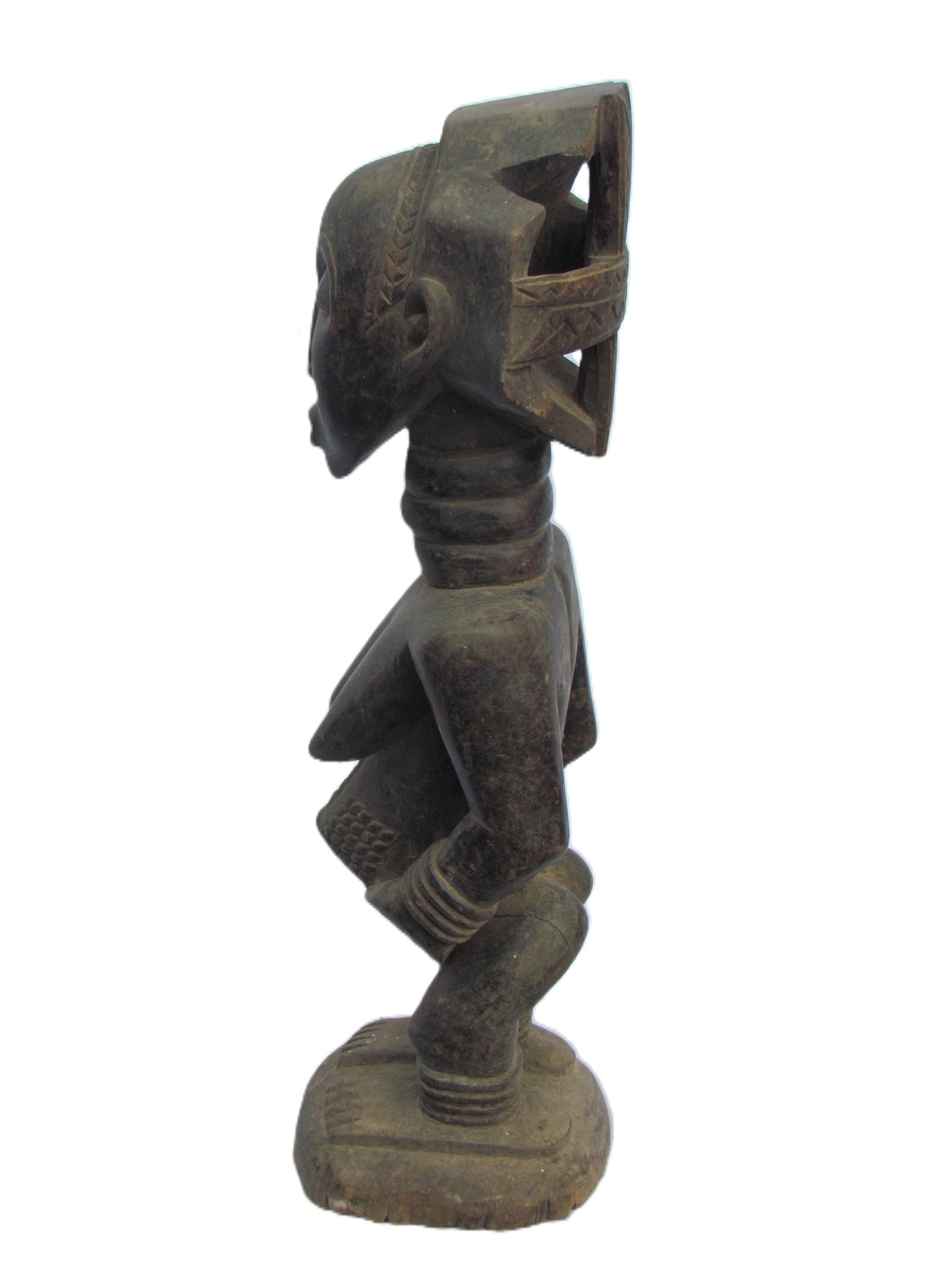 Luba Court Figure | Hand-Carved Wood Female Statue | Congo Ancestral Royalty Art