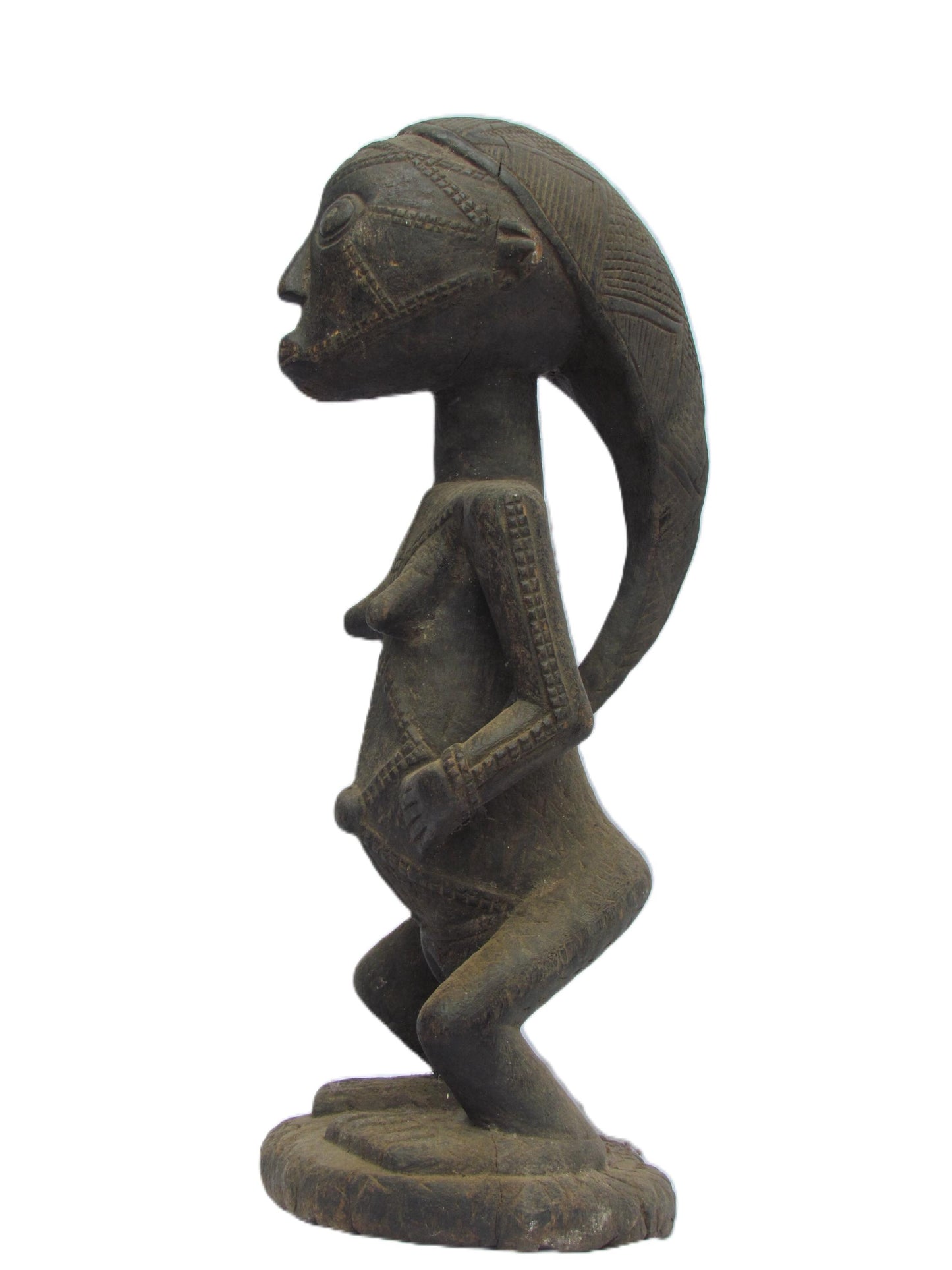 Tabwa Female Figure | Hand-Carved Wood Tribal Statue | Congo Ancestral Scar Art