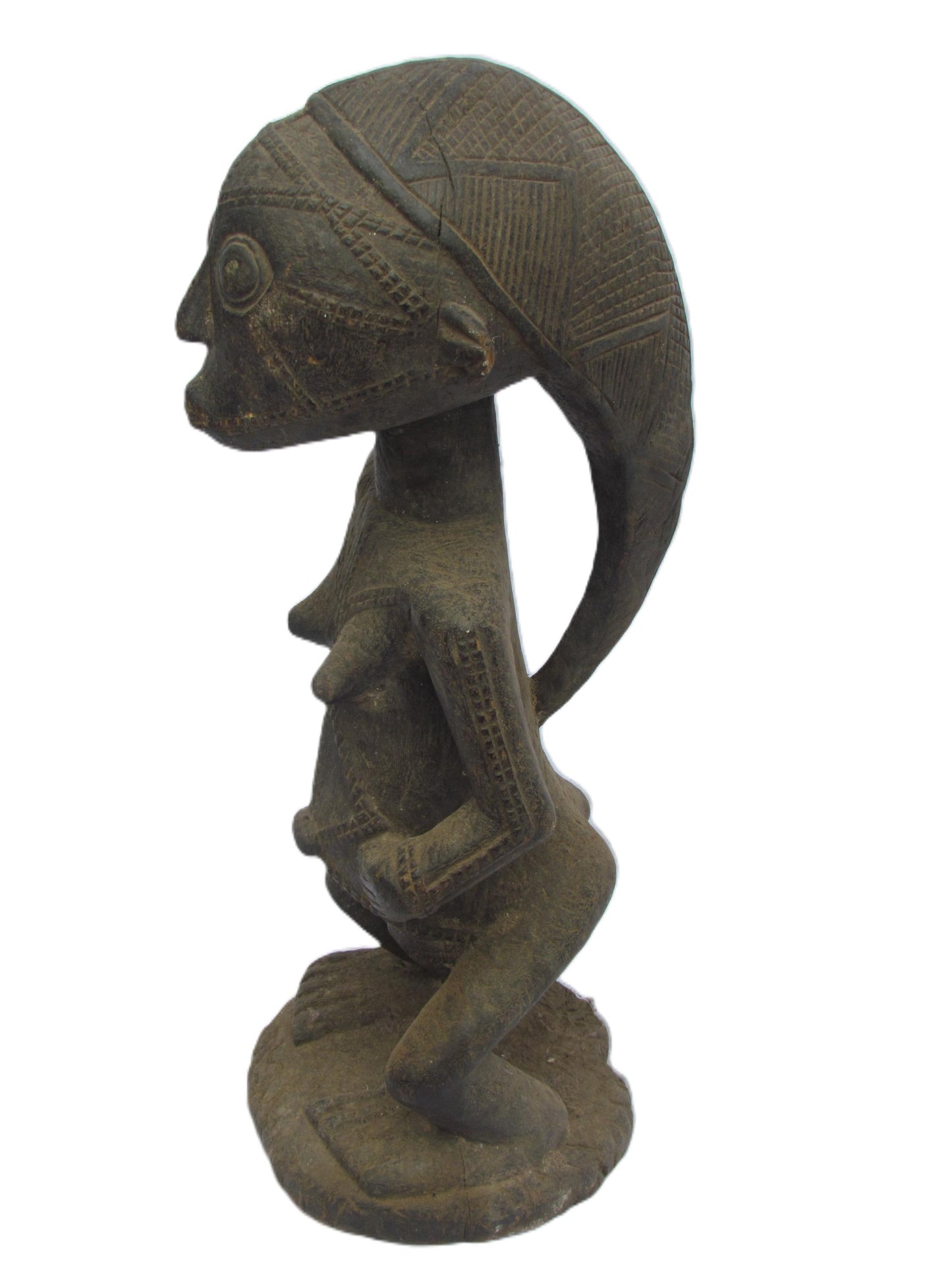 Tabwa Female Figure | Hand-Carved Wood Tribal Statue | Congo Ancestral Scar Art