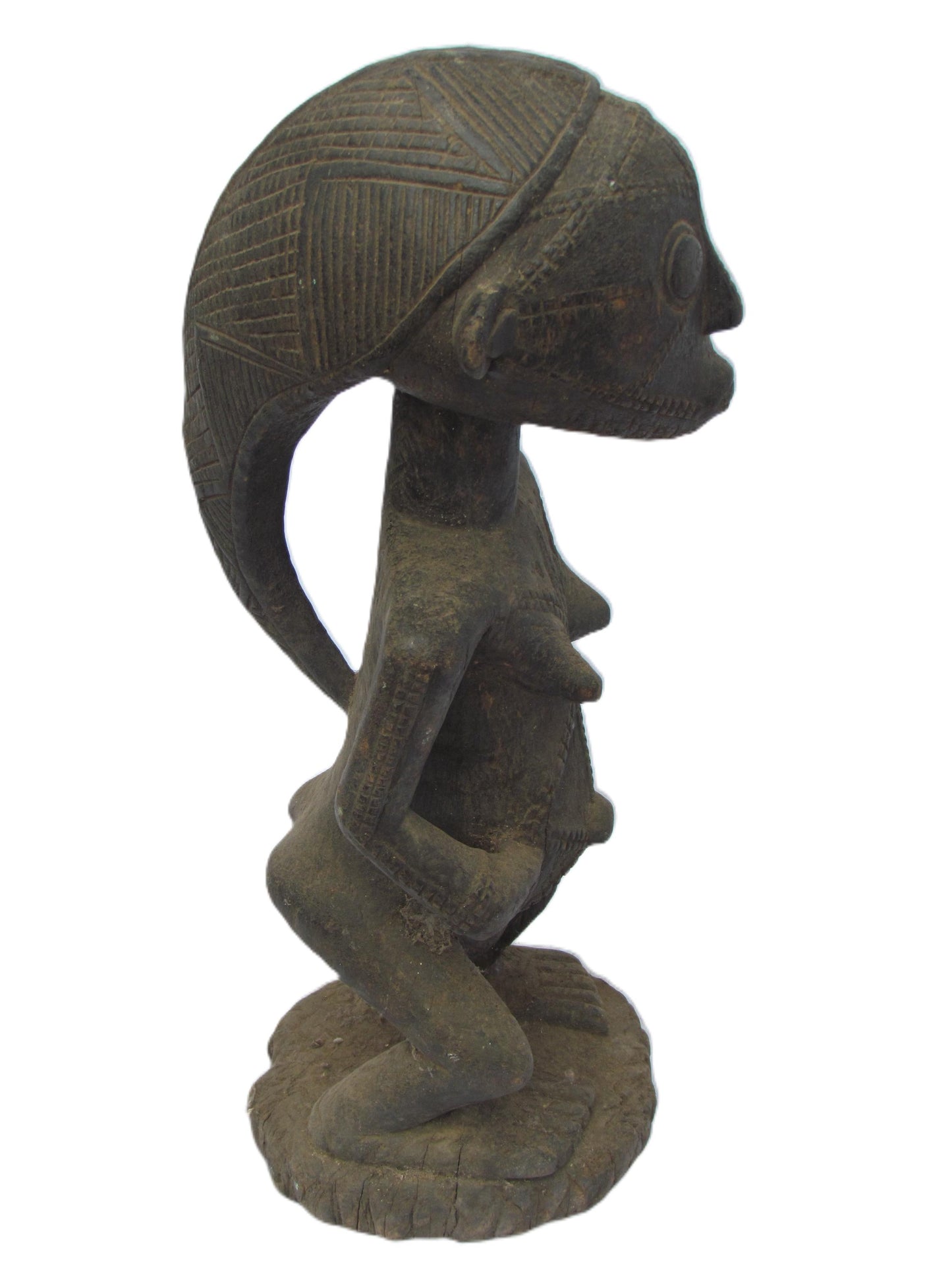 Tabwa Female Figure | Hand-Carved Wood Tribal Statue | Congo Ancestral Scar Art