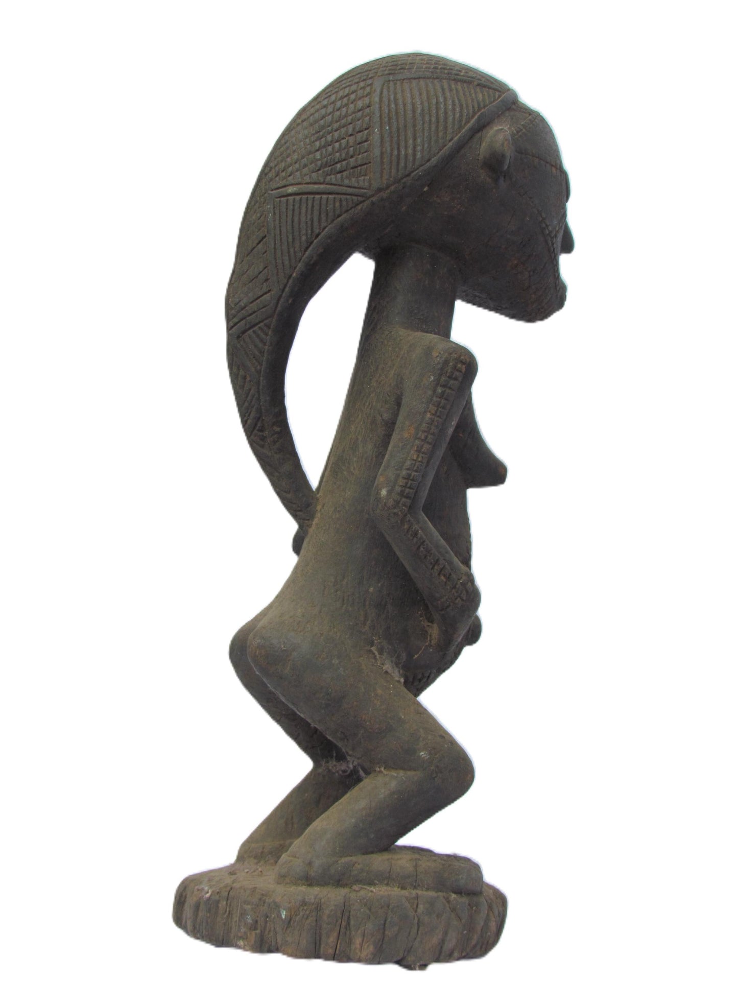 Tabwa Female Figure | Hand-Carved Wood Tribal Statue | Congo Ancestral Scar Art