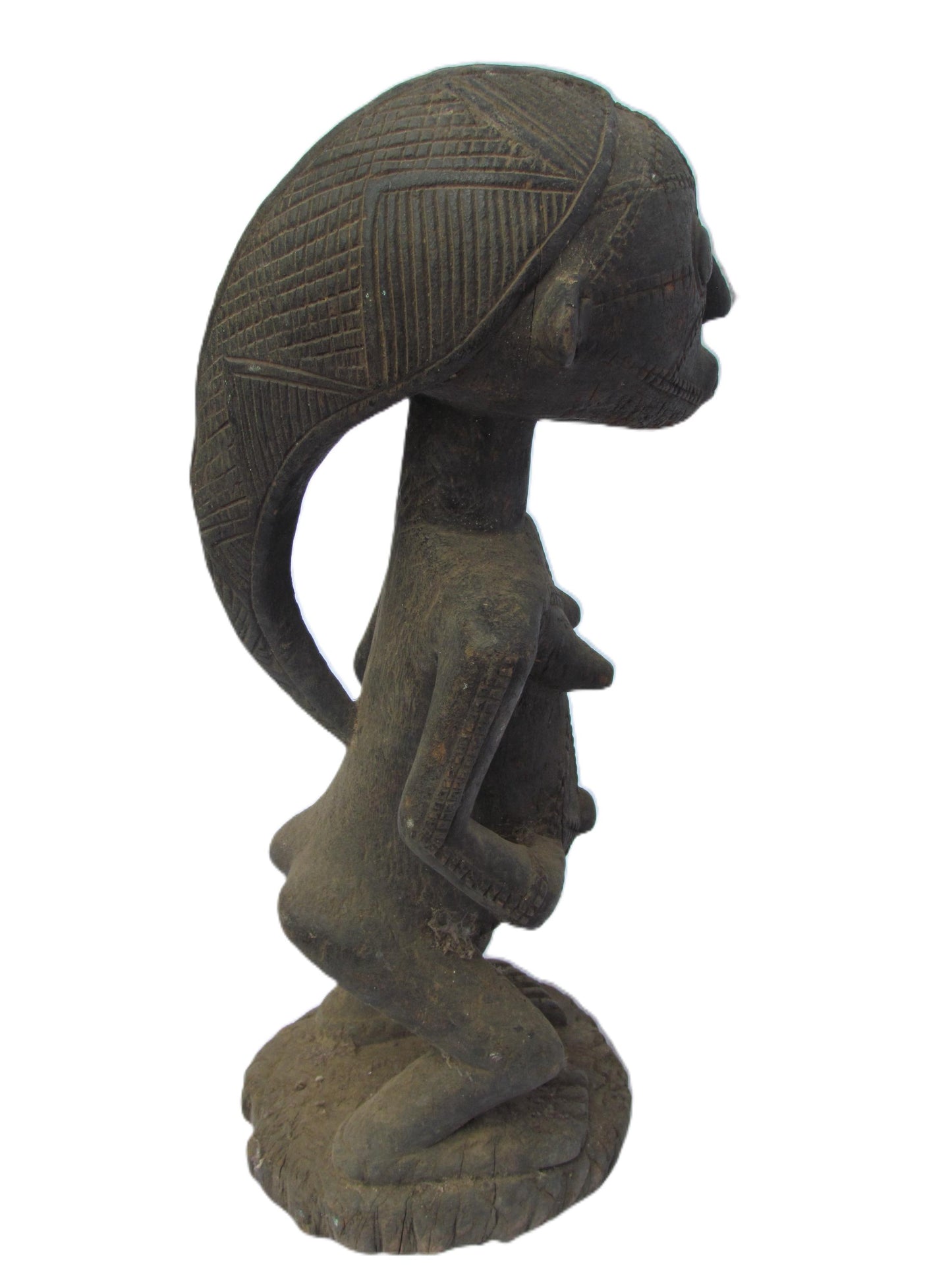 Tabwa Female Figure | Hand-Carved Wood Tribal Statue | Congo Ancestral Scar Art