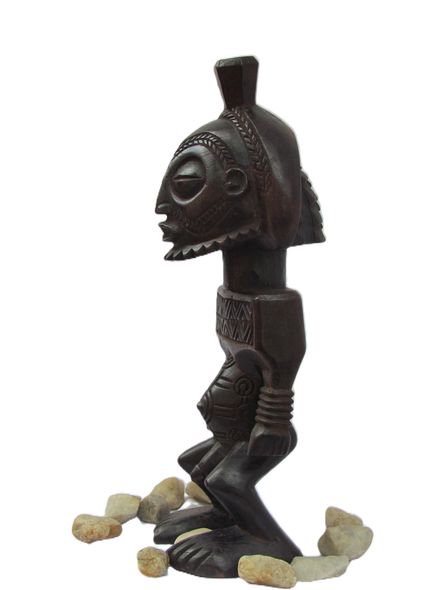 Antique Buyu Warrior Statue – Hand-Carved Wood Sculpture – Congo Ancestor Art
