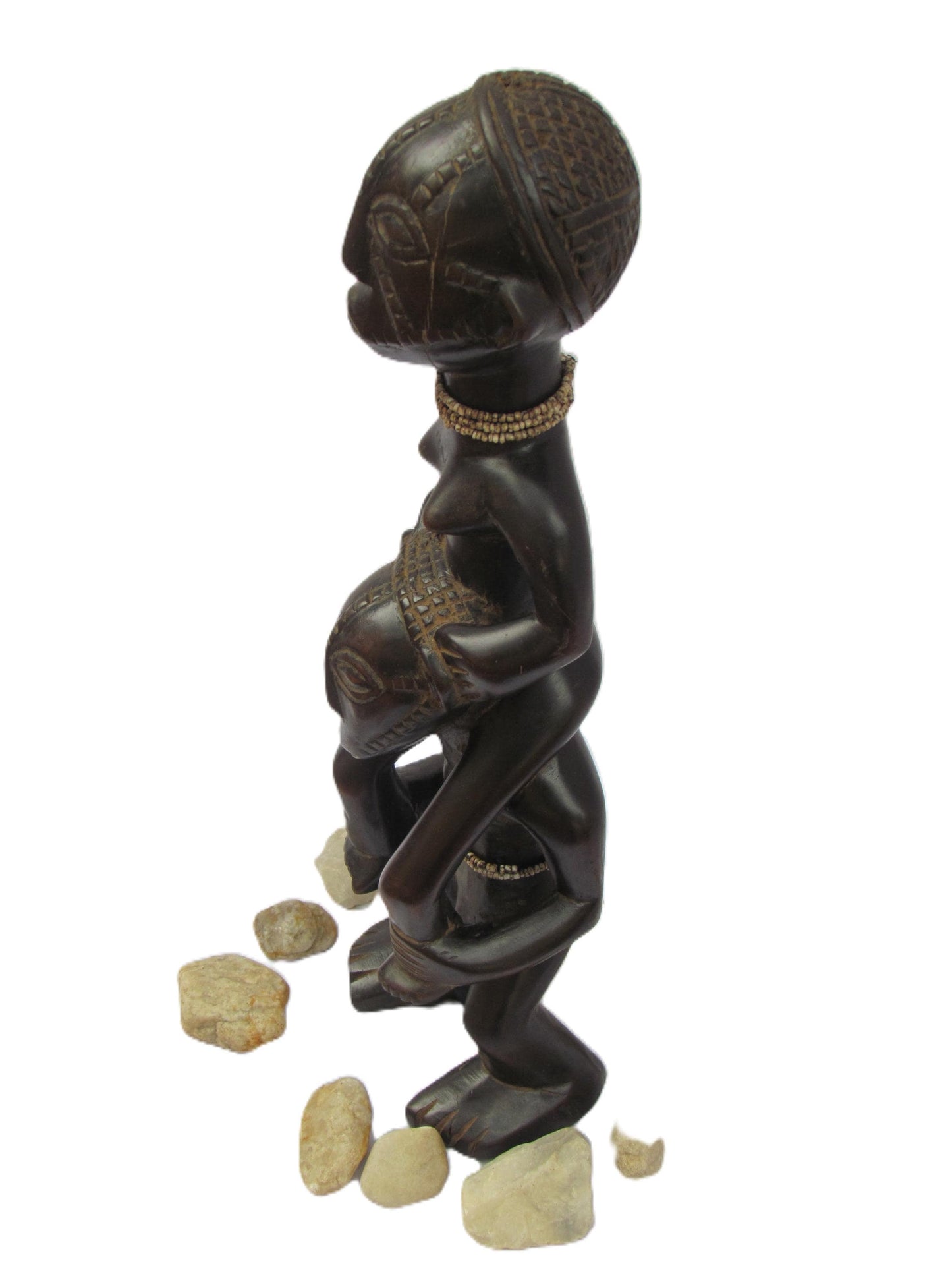 Tabwa Double Figure | Hand-Carved Wood Male Female | Congo Ancestral Balance Art