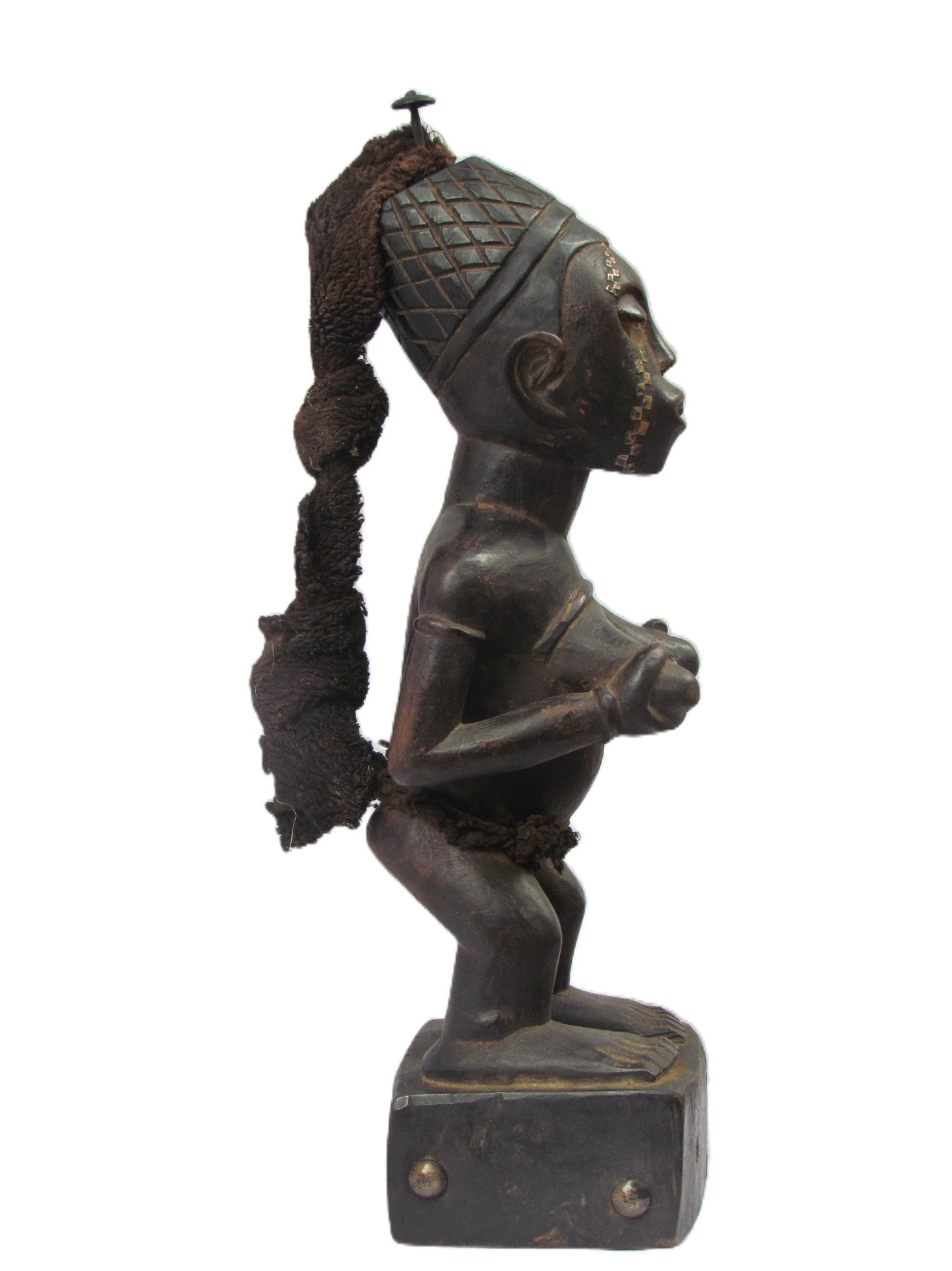 Bakongo Female Figure – 20" Hand-Carved Wood – Congo Maternity Tribal Sculpture