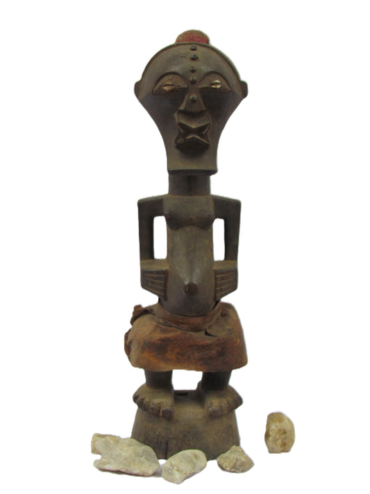 Songye Nkisi Power Figure – 24" Hand-Carved Wood – 1930s Congo Tribal Male Art