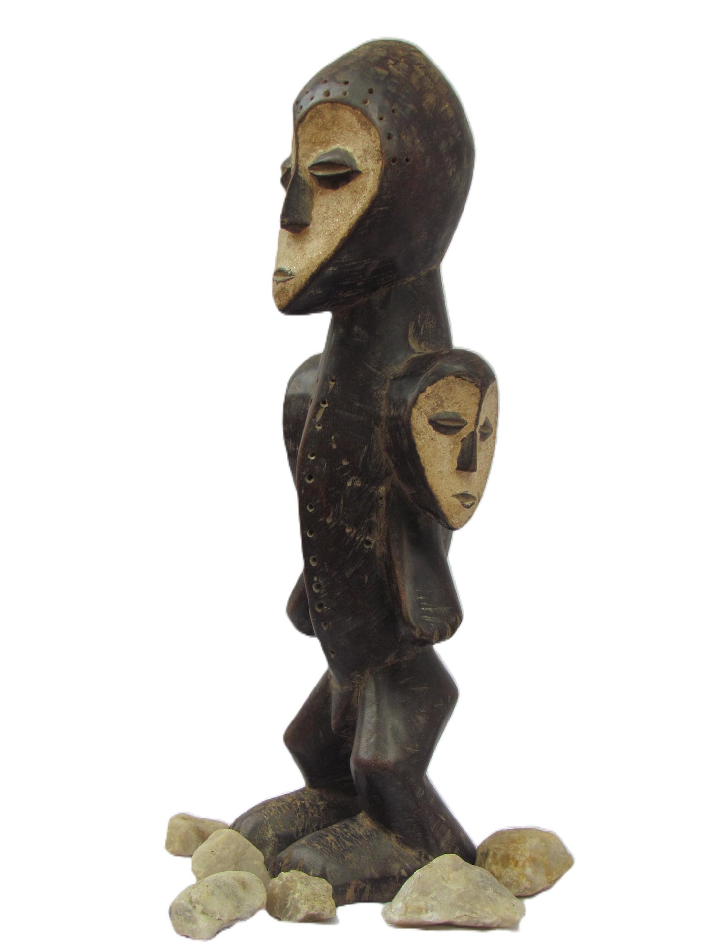 Lega Tribal Sculpture | Multi-Headed Carved Wood Figure | Congo Bwami Ritual Art