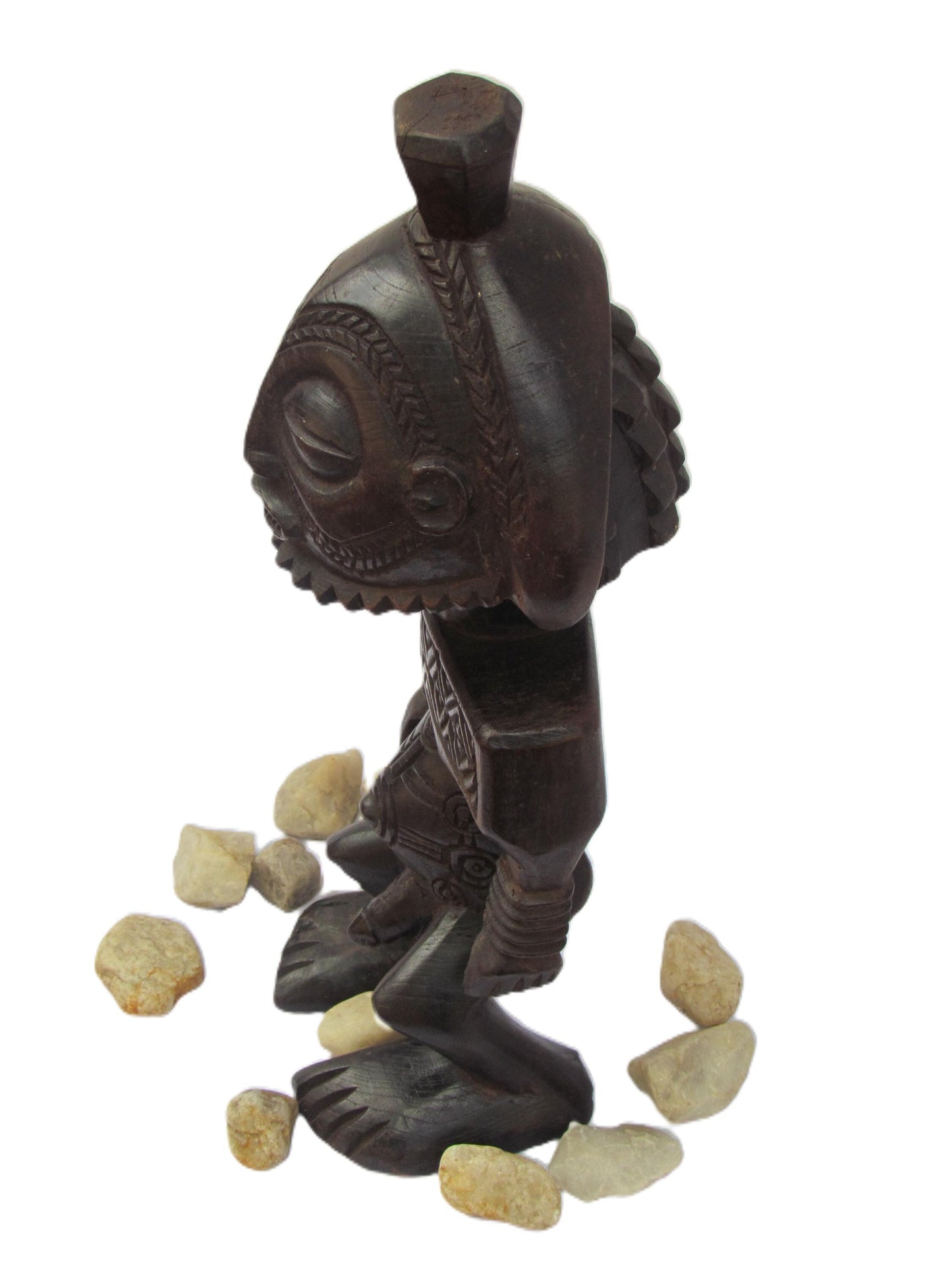 Antique Buyu Warrior Statue – Hand-Carved Wood Sculpture – Congo Ancestor Art