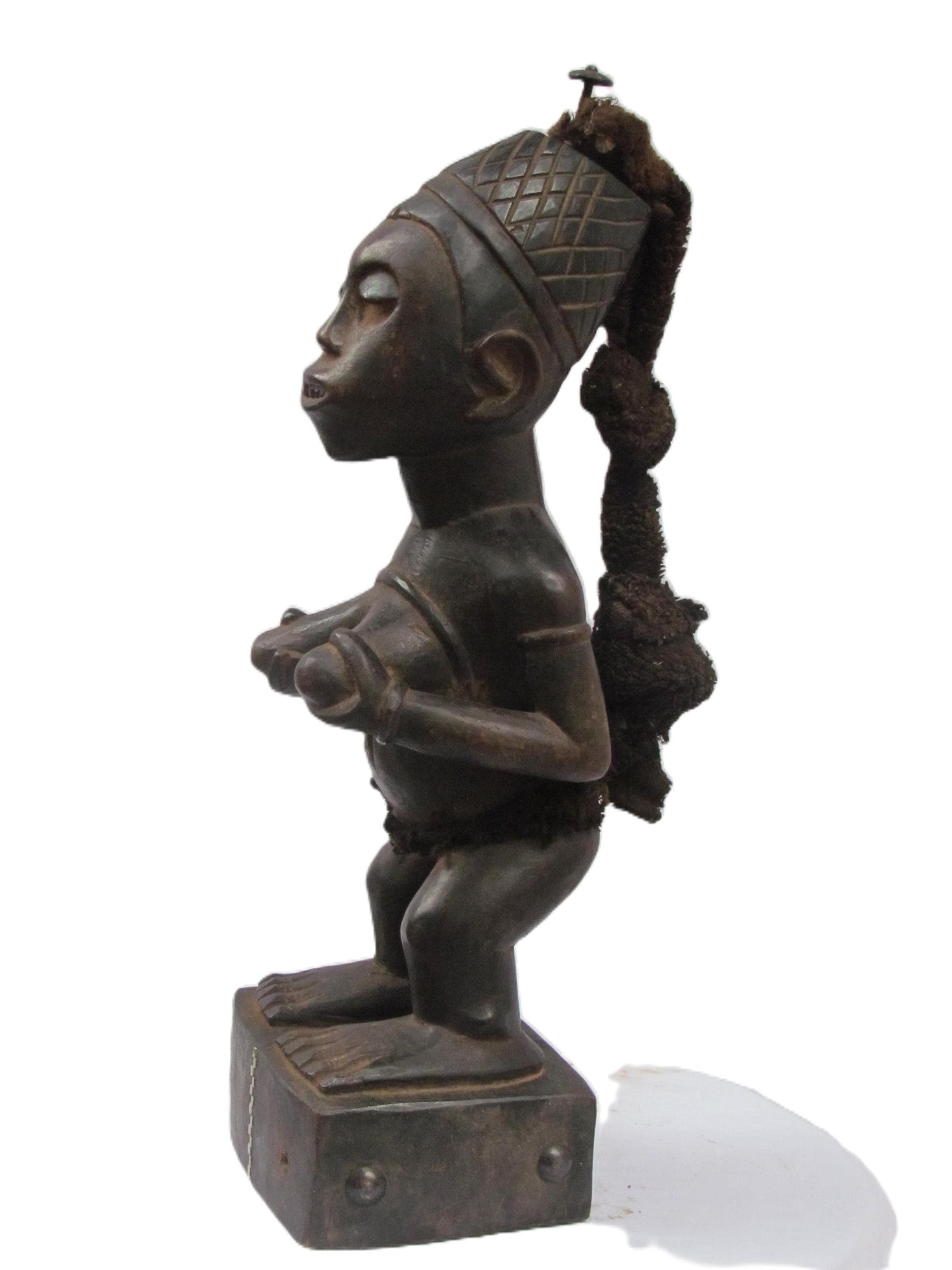 Bakongo Female Figure – 20" Hand-Carved Wood – Congo Maternity Tribal Sculpture