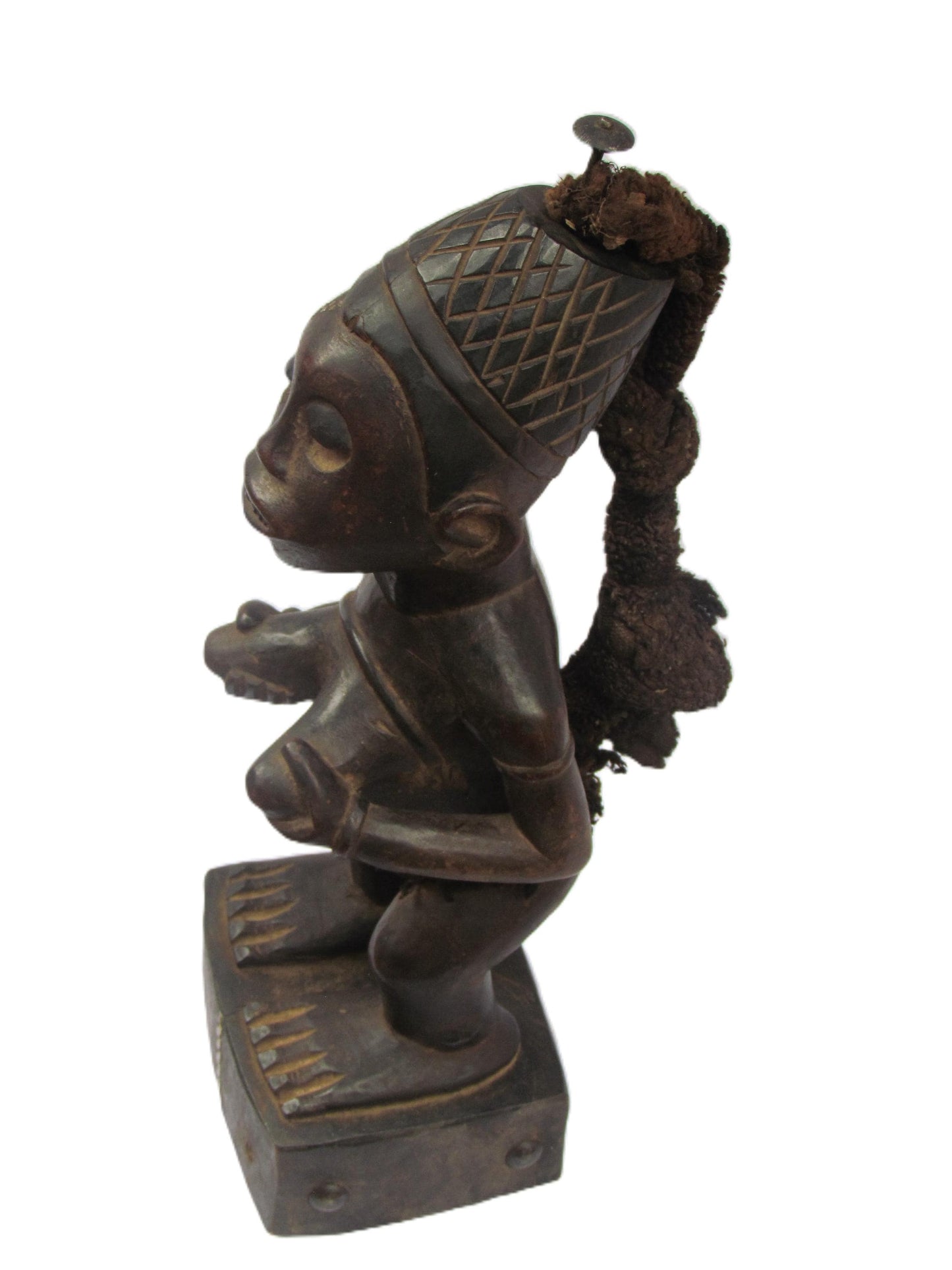 Bakongo Female Figure – 20" Hand-Carved Wood – Congo Maternity Tribal Sculpture