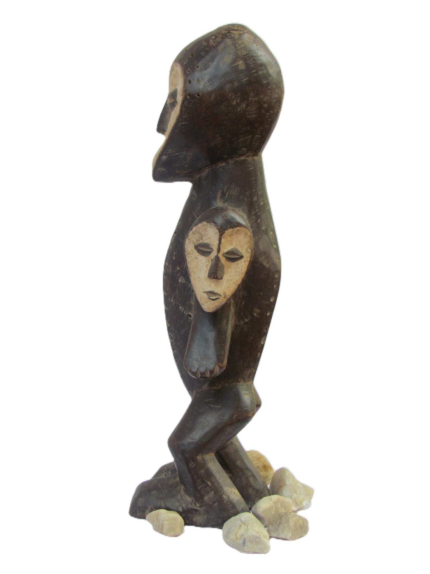 Lega Tribal Sculpture | Multi-Headed Carved Wood Figure | Congo Bwami Ritual Art