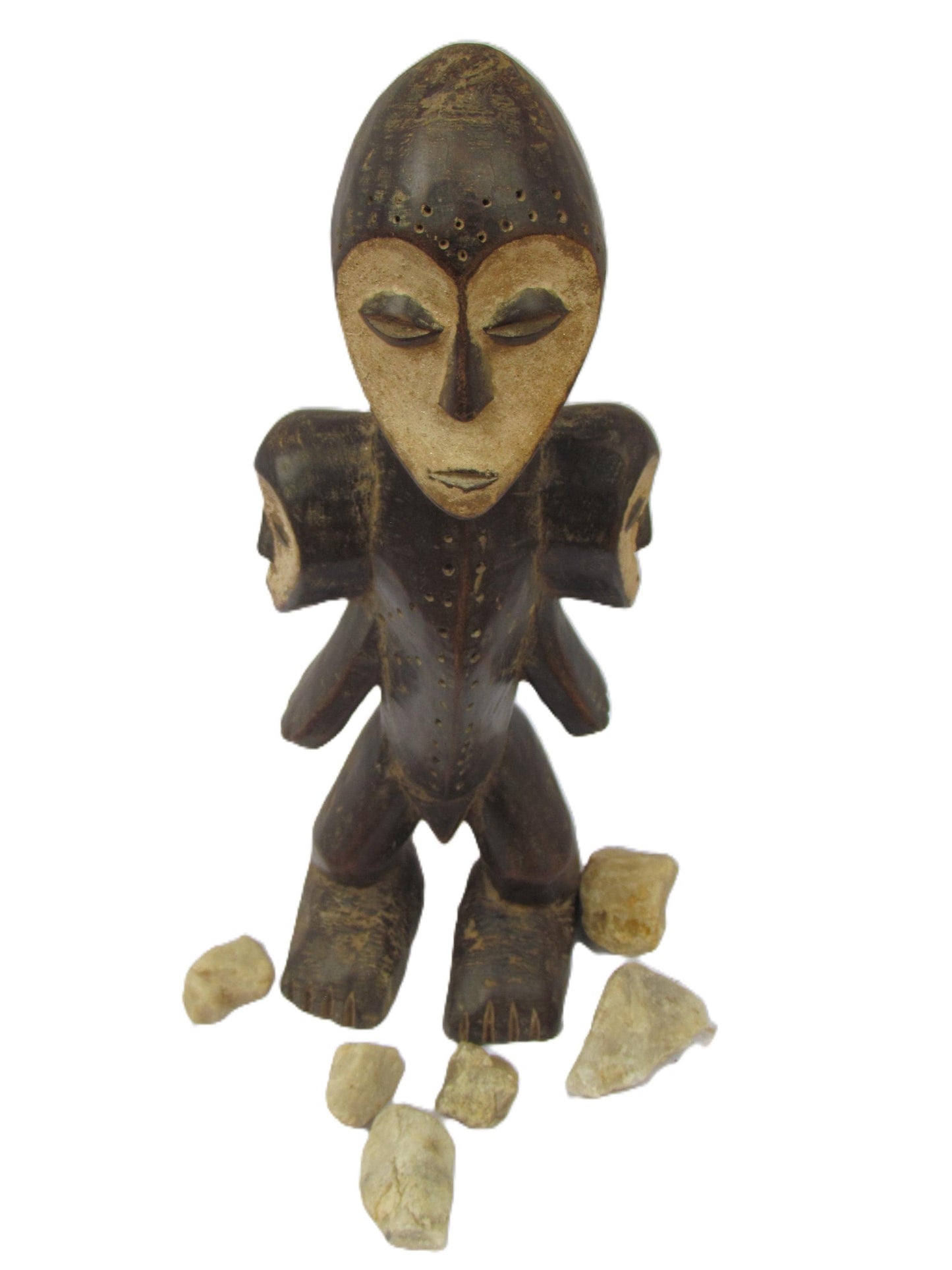 Lega Tribal Sculpture | Multi-Headed Carved Wood Figure | Congo Bwami Ritual Art
