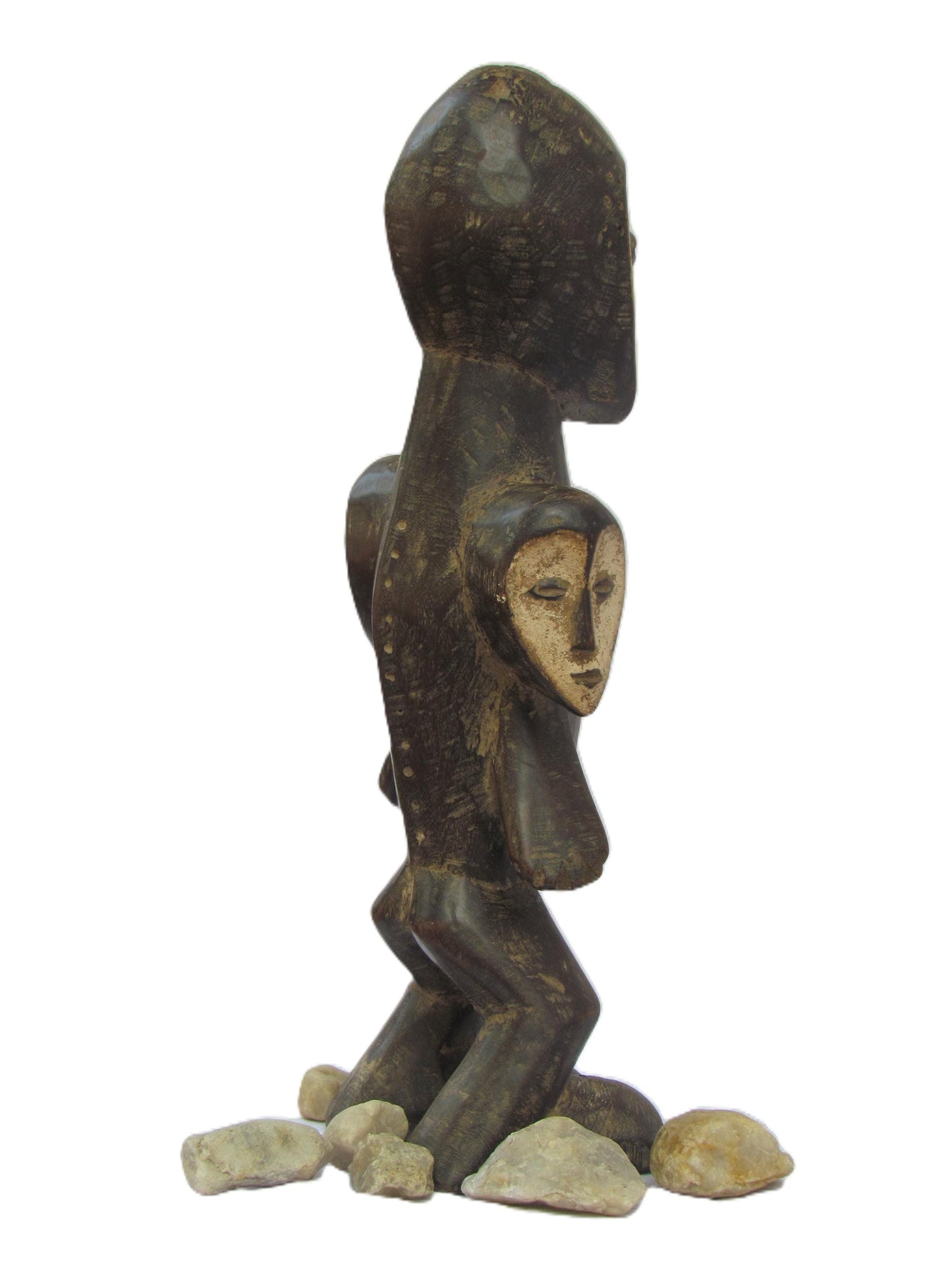 Lega Tribal Sculpture | Multi-Headed Carved Wood Figure | Congo Bwami Ritual Art