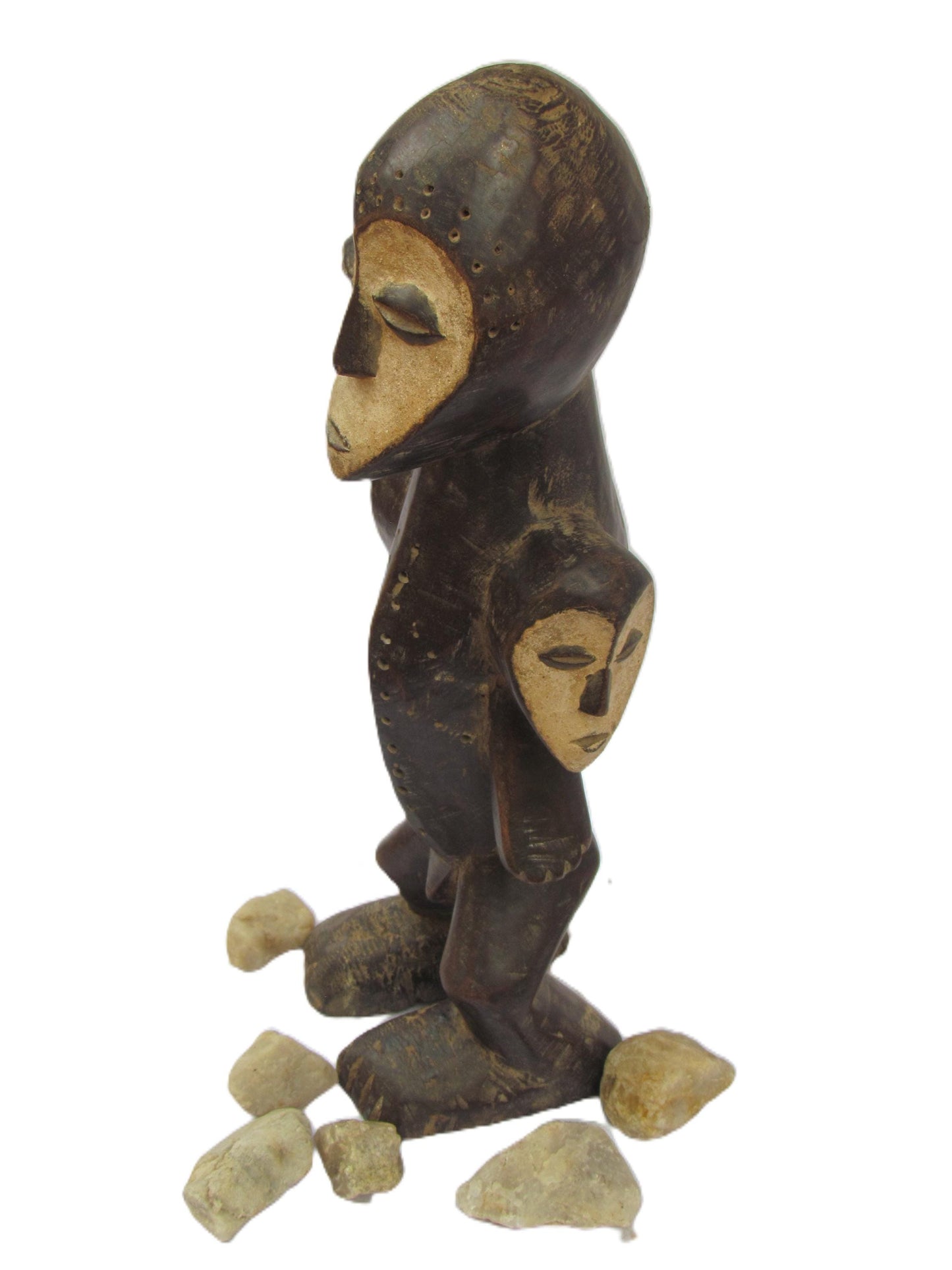 Lega Tribal Sculpture | Multi-Headed Carved Wood Figure | Congo Bwami Ritual Art