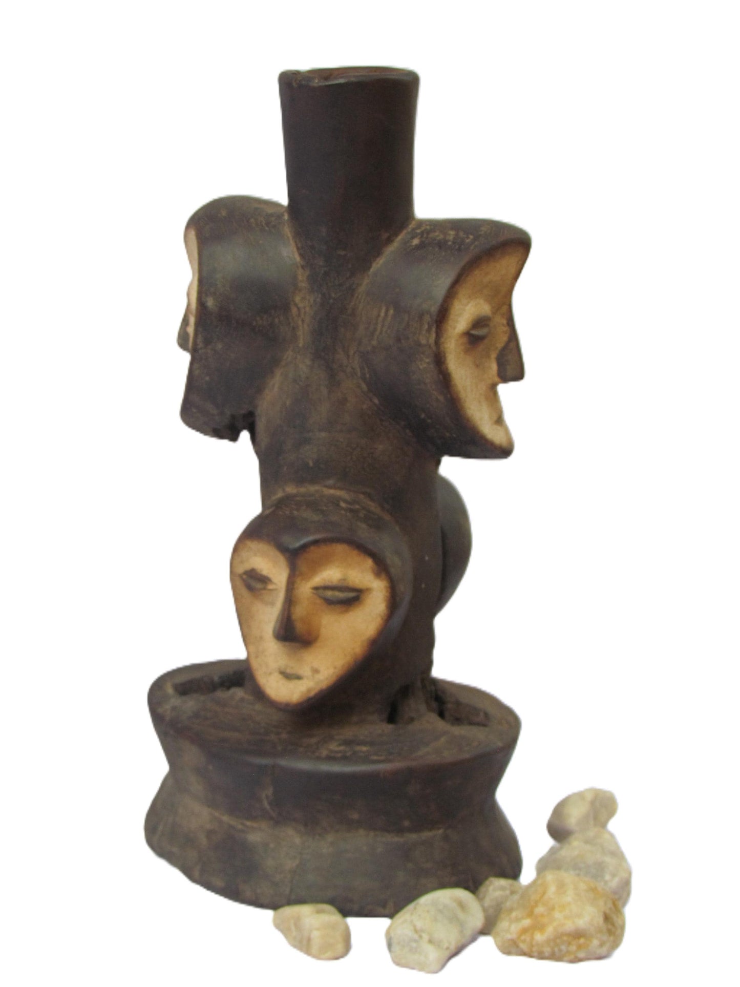 Lega Bwami Multi Head Statue | Congo Ritual Sculpture | Tribal Wood Art
