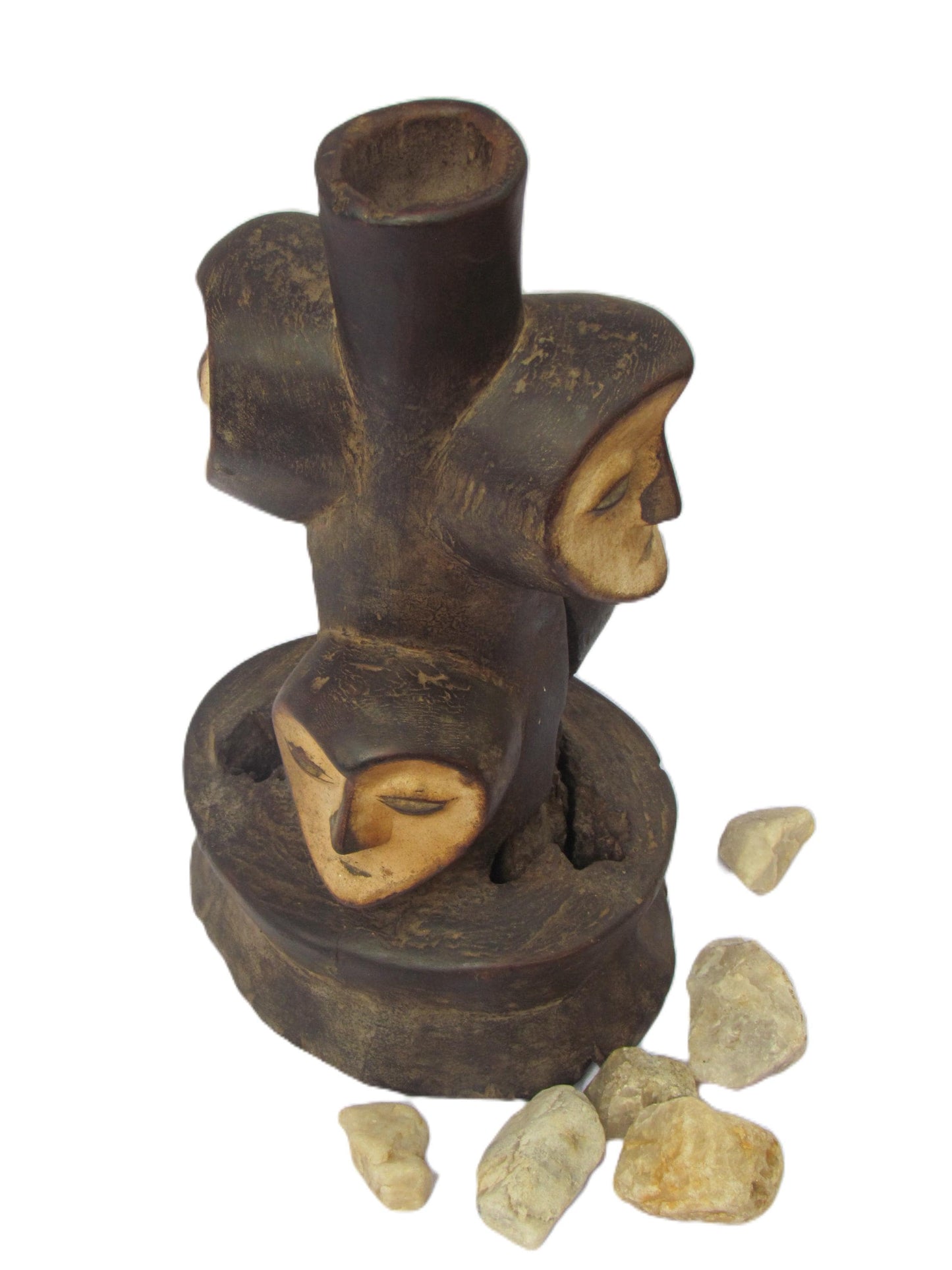Lega Bwami Multi Head Statue | Congo Ritual Sculpture | Tribal Wood Art