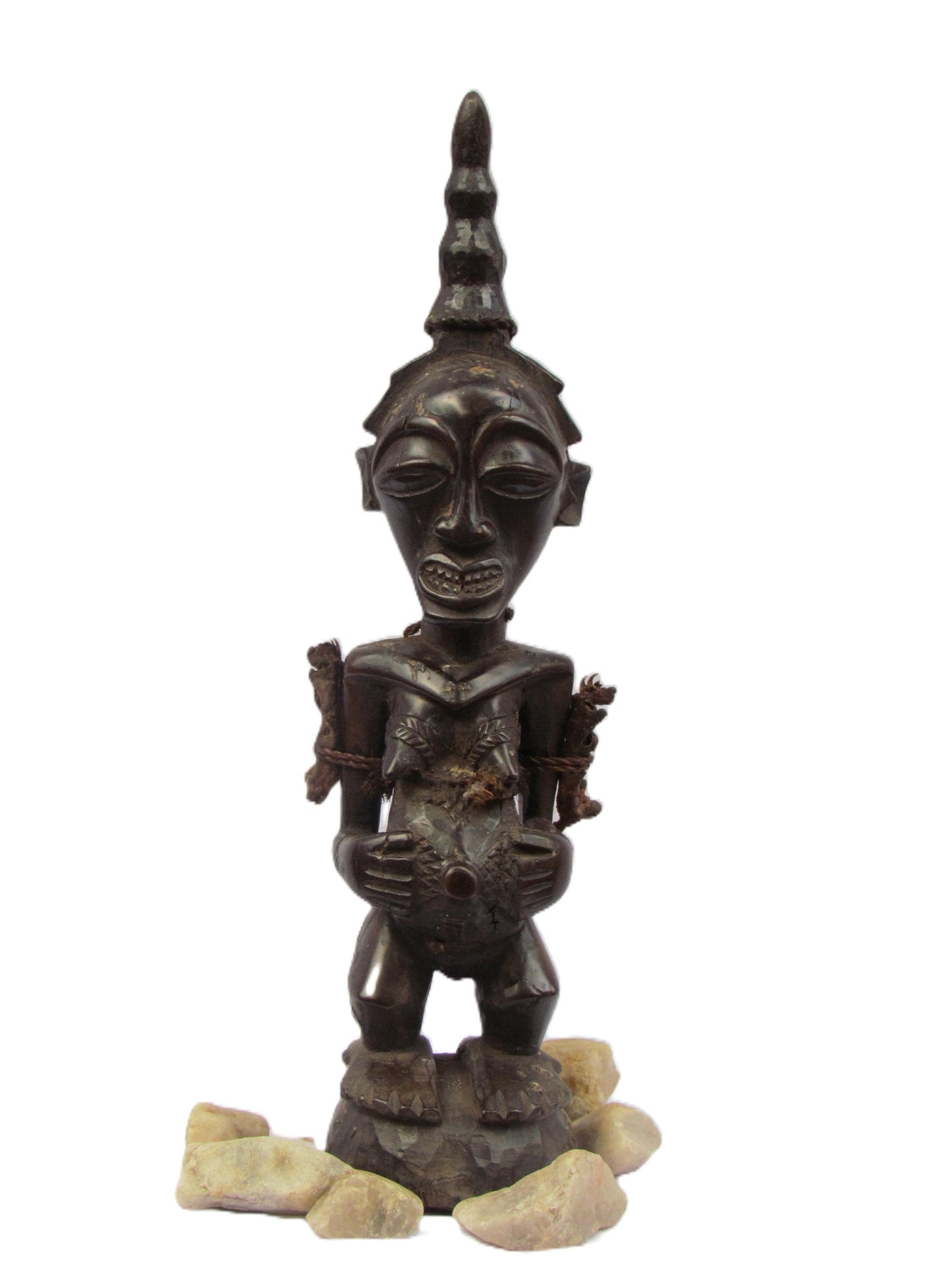 Songye Male Power Figure – Nkisi Wood Sculpture – Congo & Zambia Tribal Art
