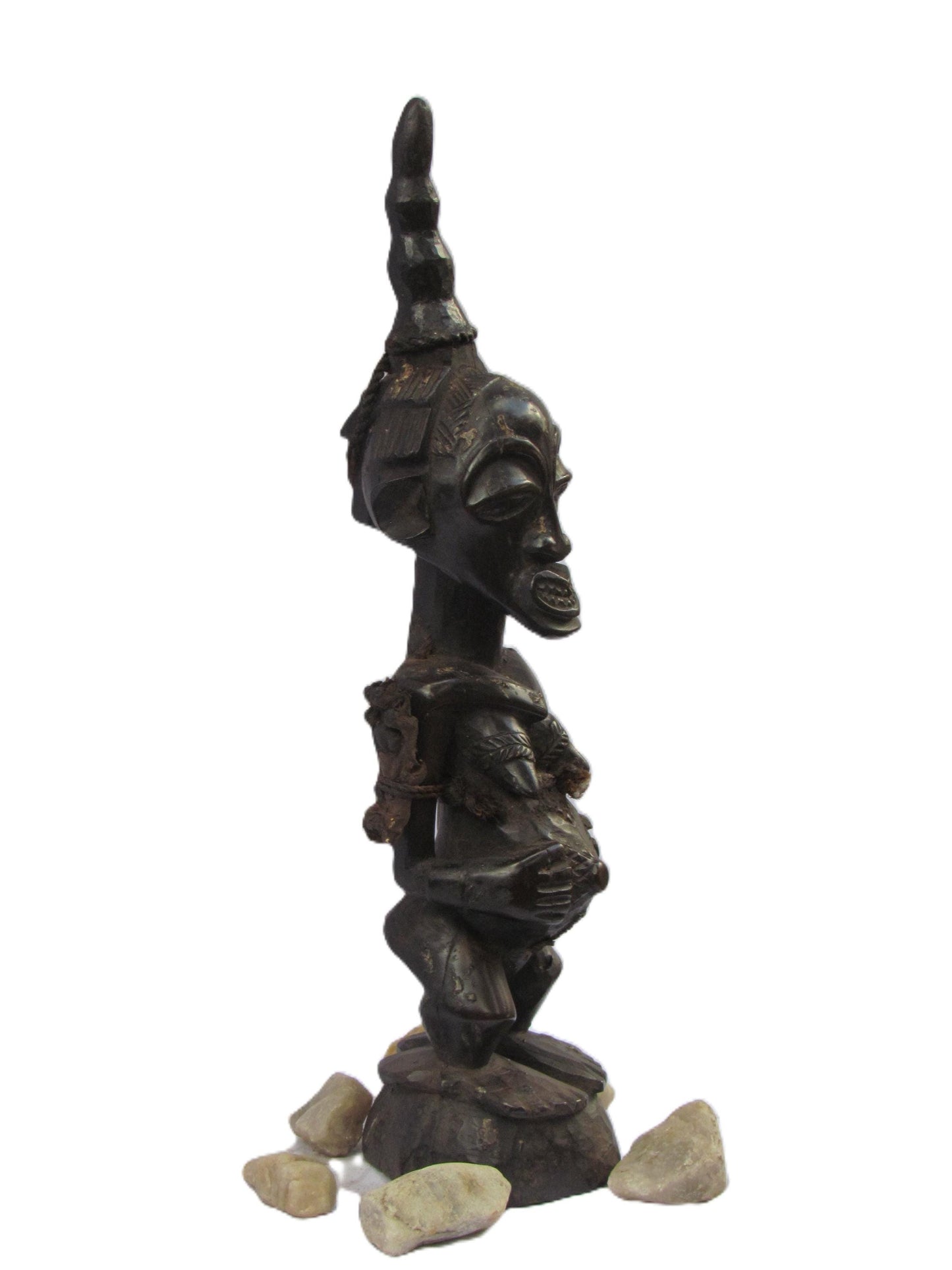 Songye Male Power Figure – Nkisi Wood Sculpture – Congo & Zambia Tribal Art