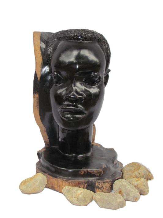 Makonde Woman Statue | Genuine Ebony Wood Carving | Tanzania African Female Figure