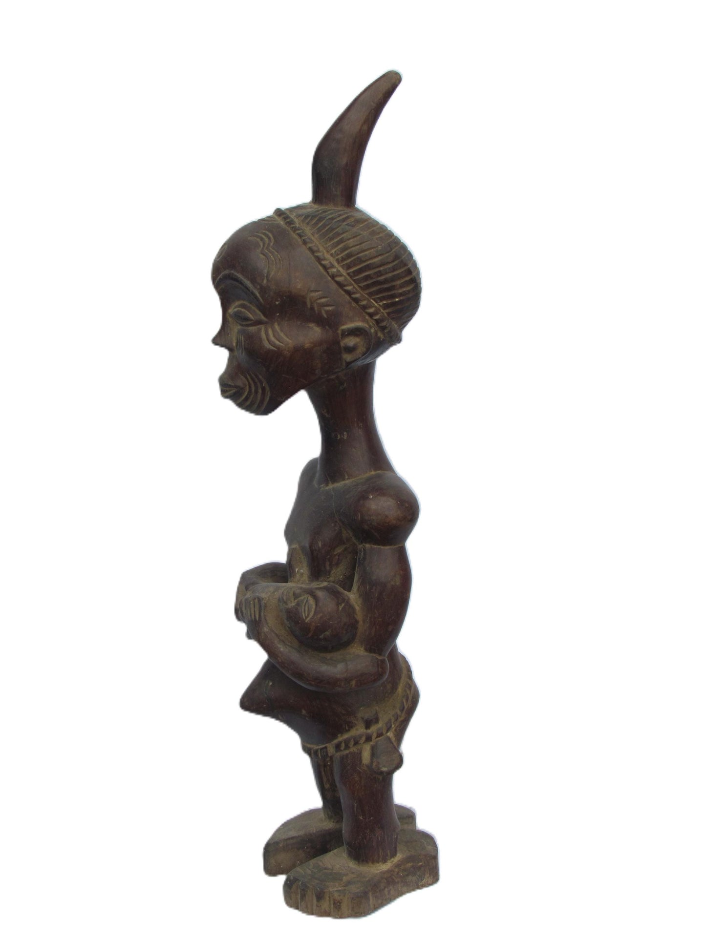 Rare Lulua Maternity Statue – 27" Hand-Carved Wood Sculpture – Congo Mother Art