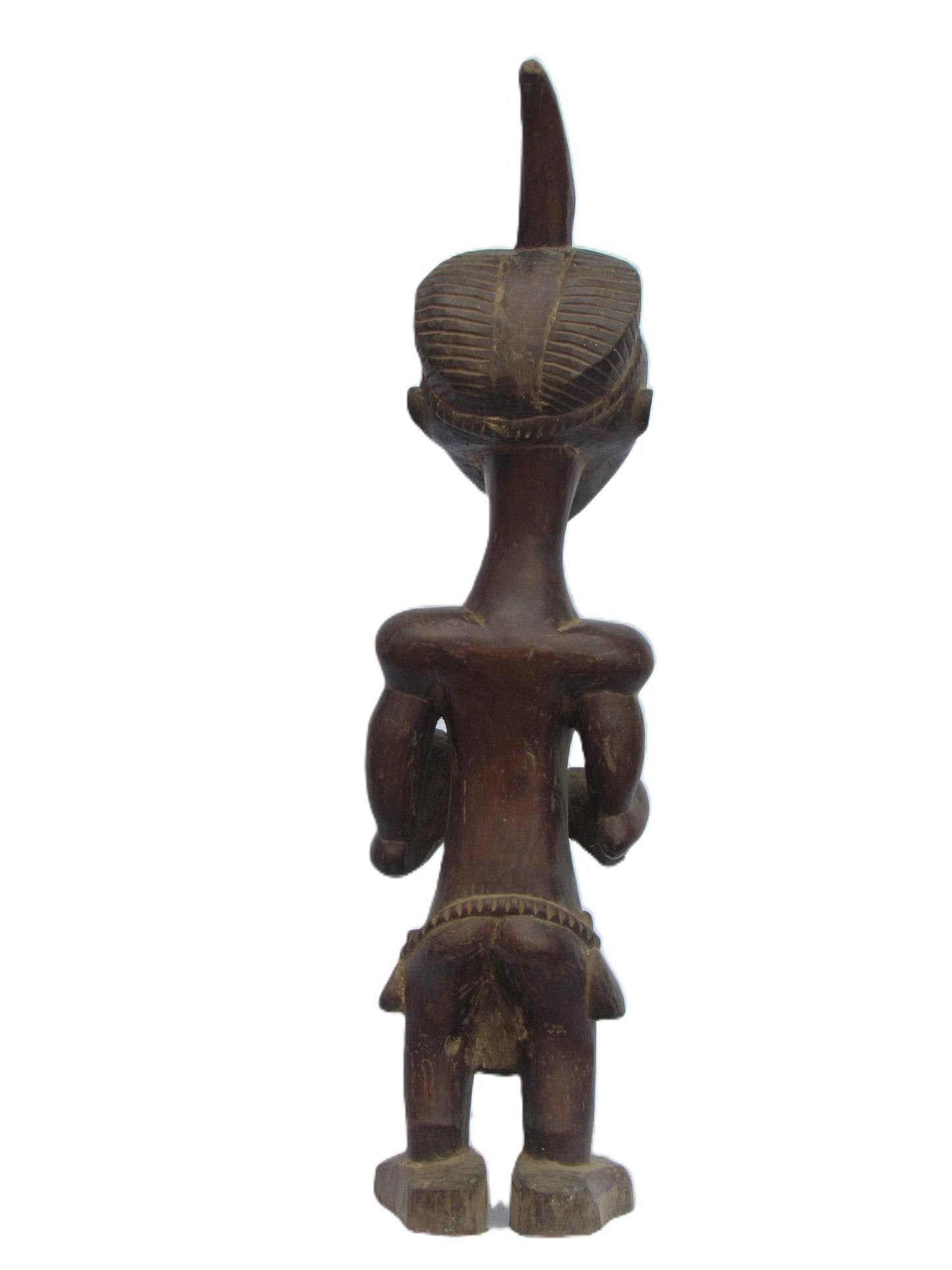 Rare Lulua Maternity Statue – 27" Hand-Carved Wood Sculpture – Congo Mother Art