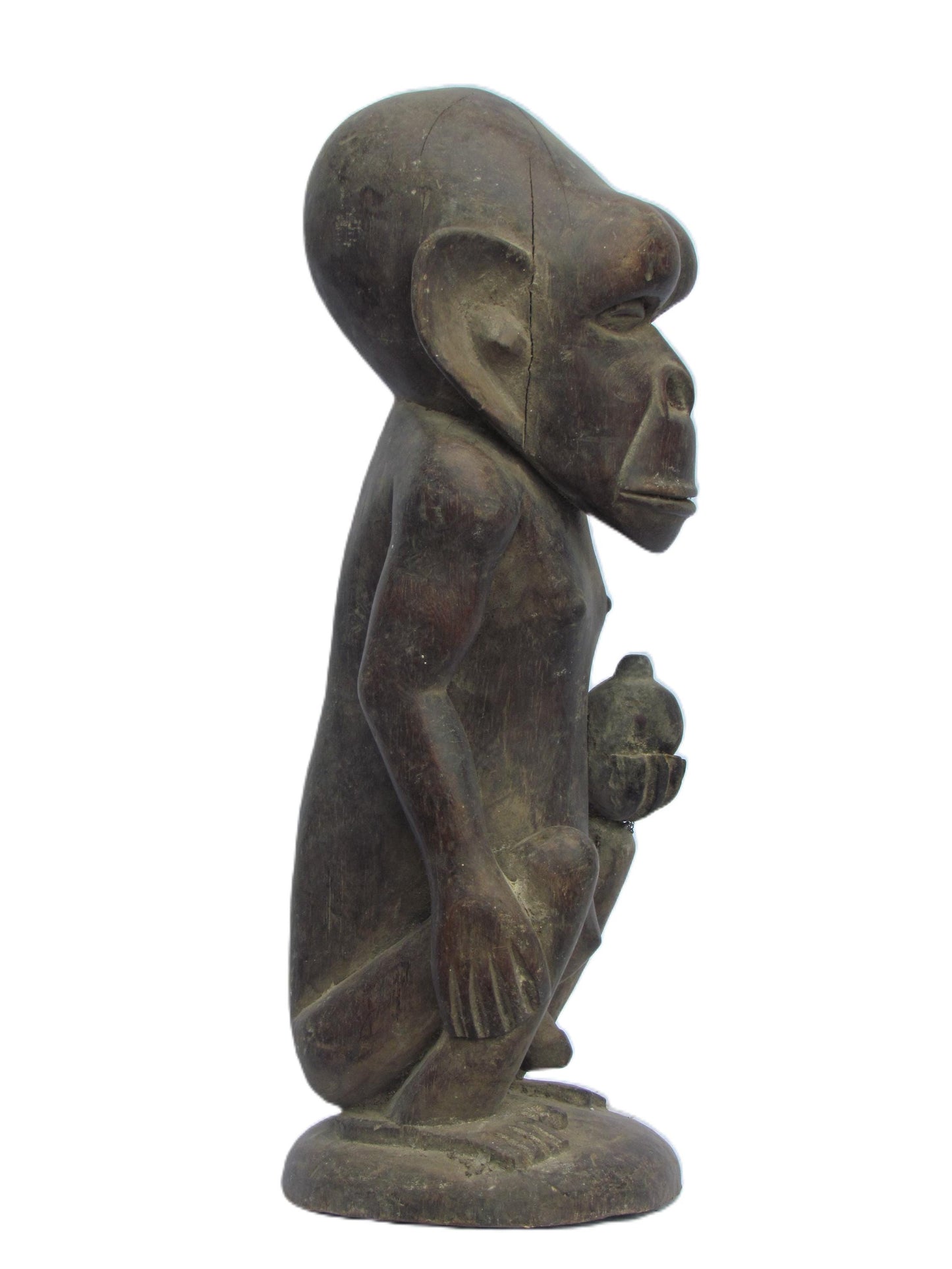 Hemba Soko Male Figure – 24" Custom Base – Congo DRC African Chimpanzee Art