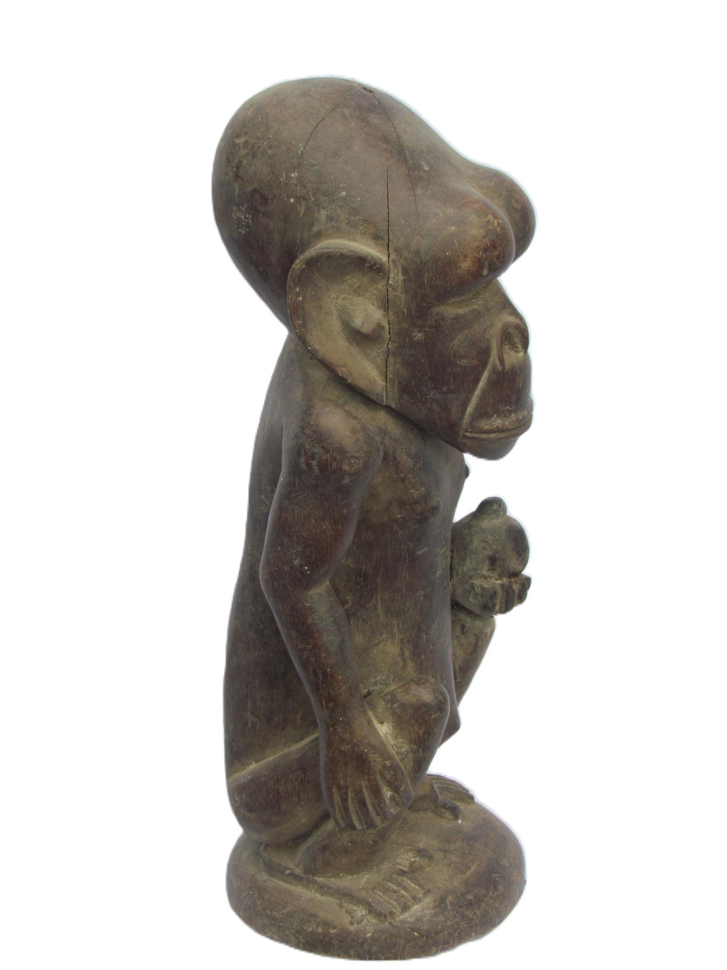 Hemba Soko Male Figure – 24" Custom Base – Congo DRC African Chimpanzee Art