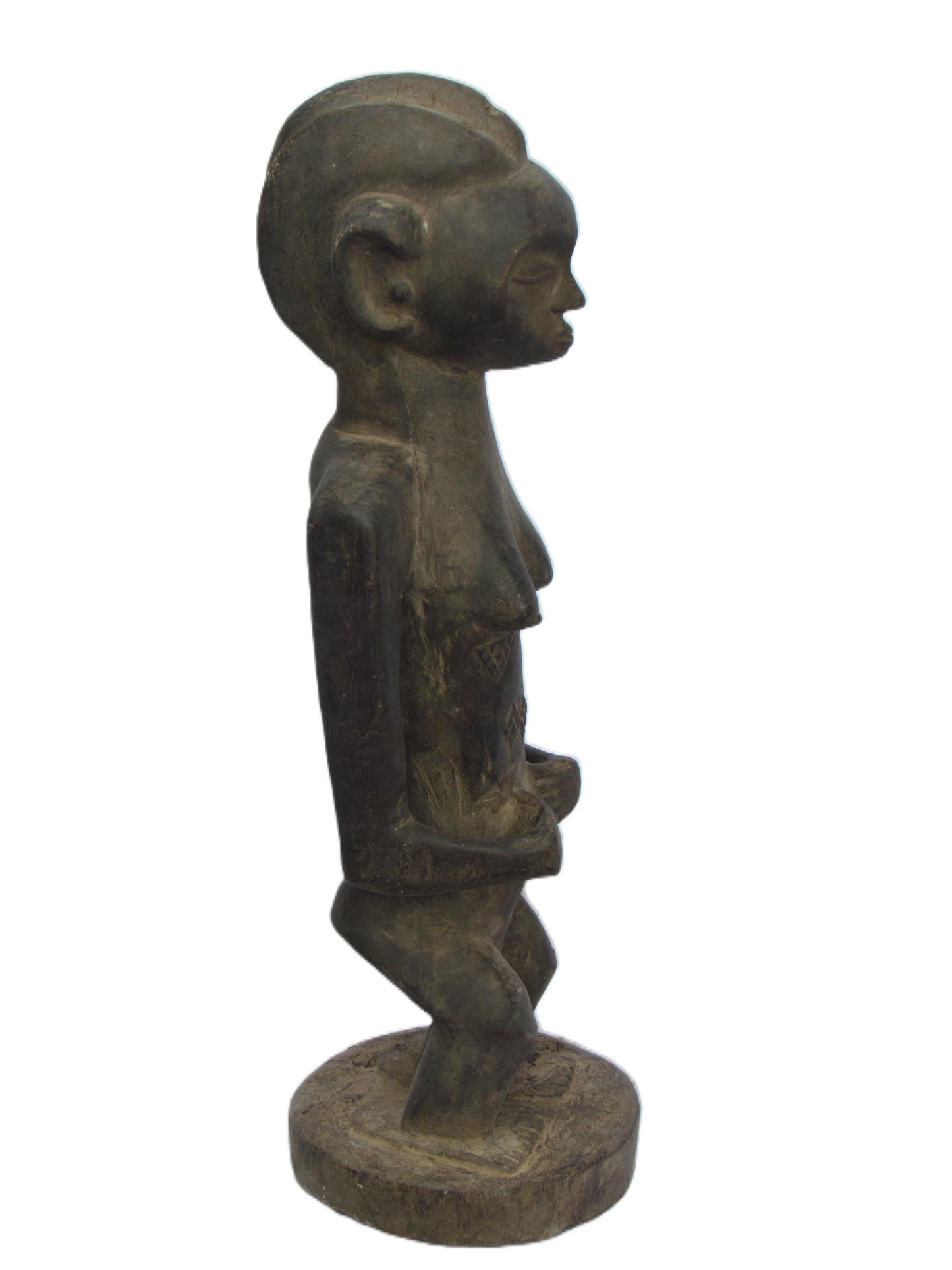 Luba Female Figure – 19" Hand-Carved Wood – Congo DRC African Prestige Art