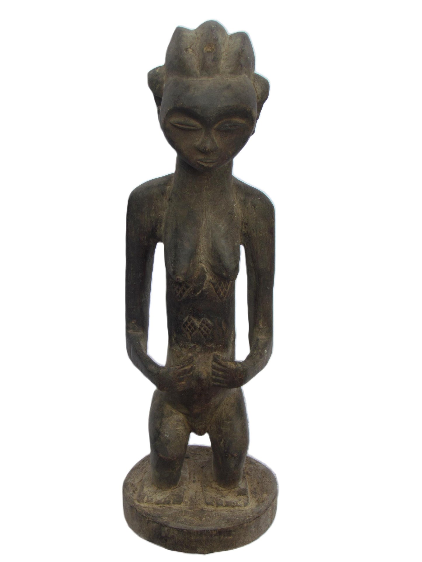 Luba Female Figure – 19" Hand-Carved Wood – Congo DRC African Prestige Art