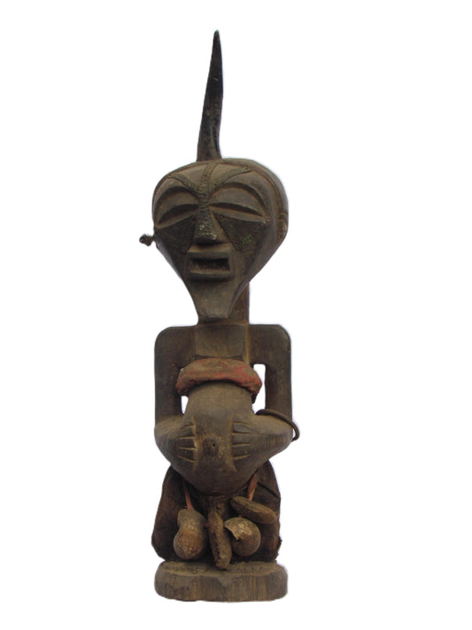 Songye Male Statue – 25" Hand-Carved Wood – 20th Century Congo Tribal Art