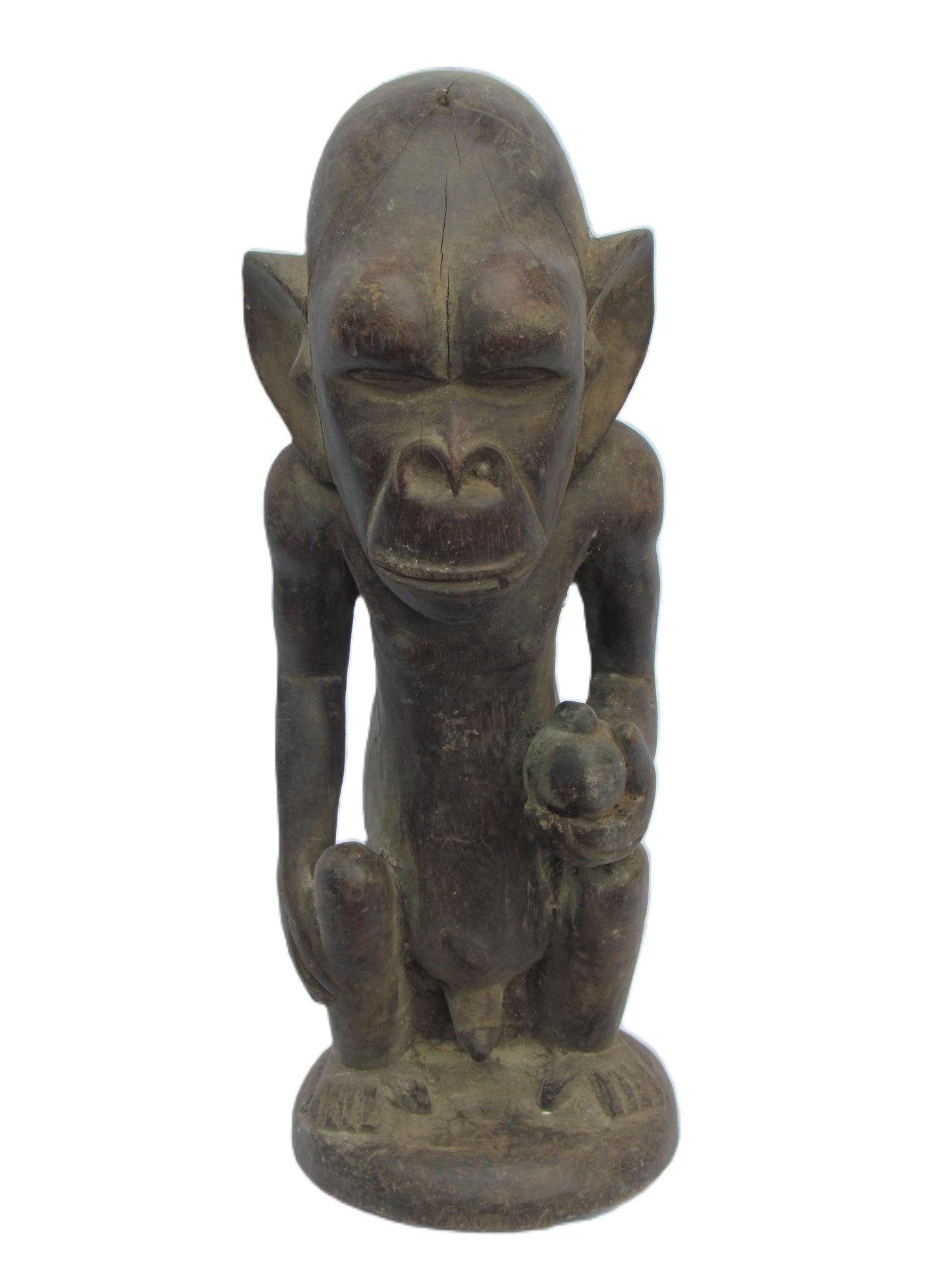 Hemba Soko Male Figure – 24" Custom Base – Congo DRC African Chimpanzee Art